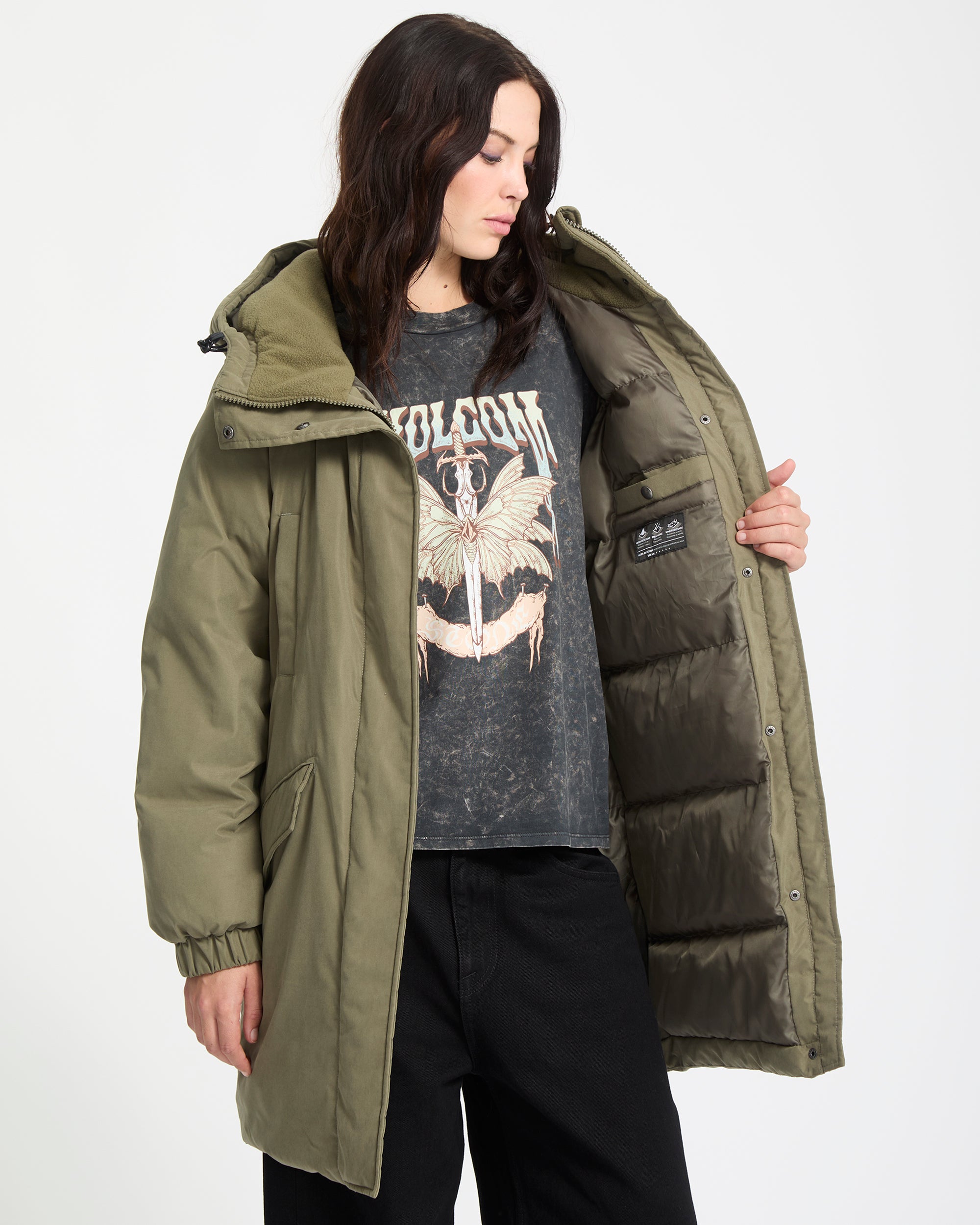 Sleepi Puff Up Parka - Wintermoss - Women - Volcom EU – Volcom Europe