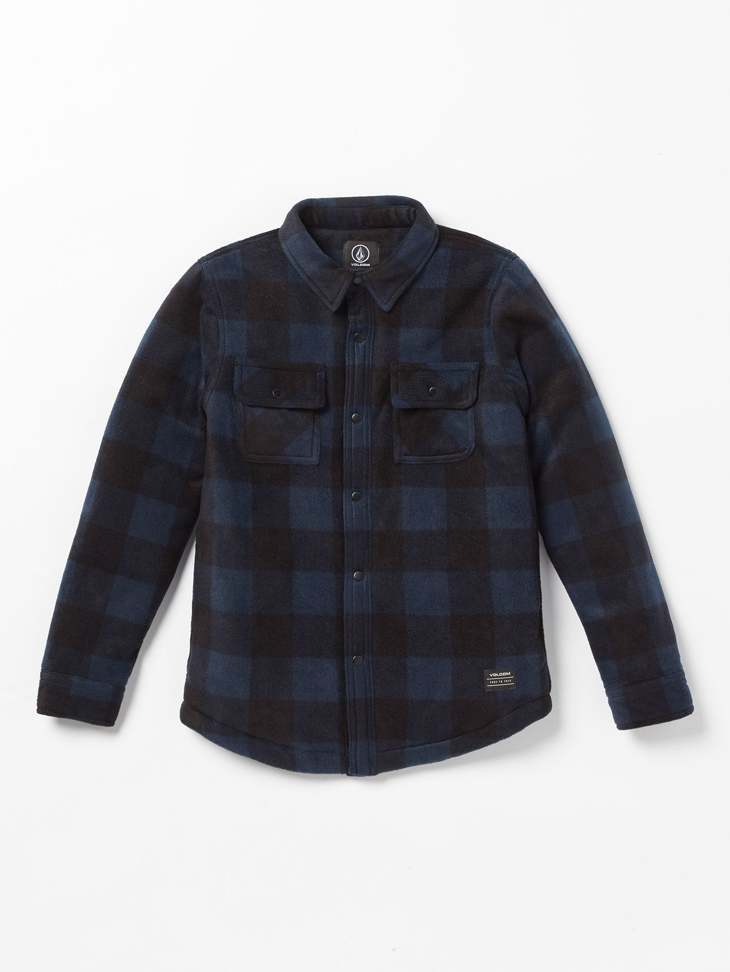 Boys Fleece Checkered Overshirt Navy Blue