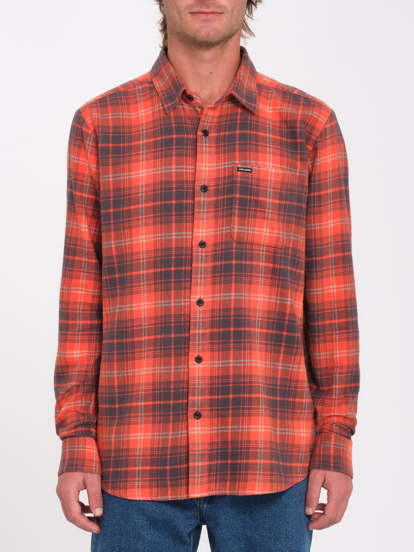 Volcom Herren Flanellhemd „Caden“ – Karo, Langarm – Bequem, Atmungsaktiv & Schnell Trocknend