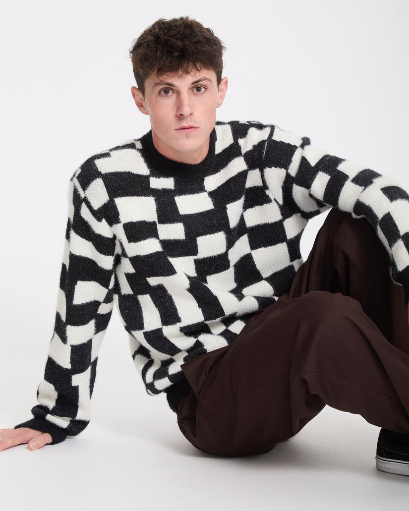 Carrau Check Sweater - Black