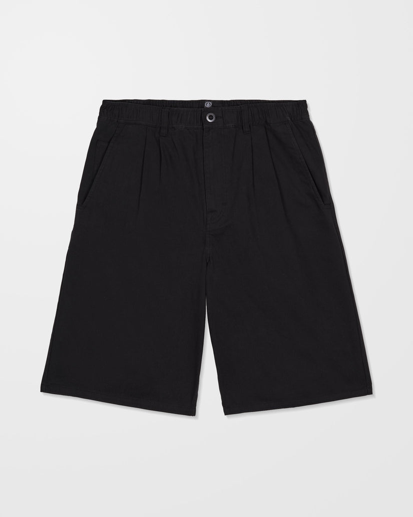 Chillow Pleat 24" Elasticated Waist Chino Short - Black