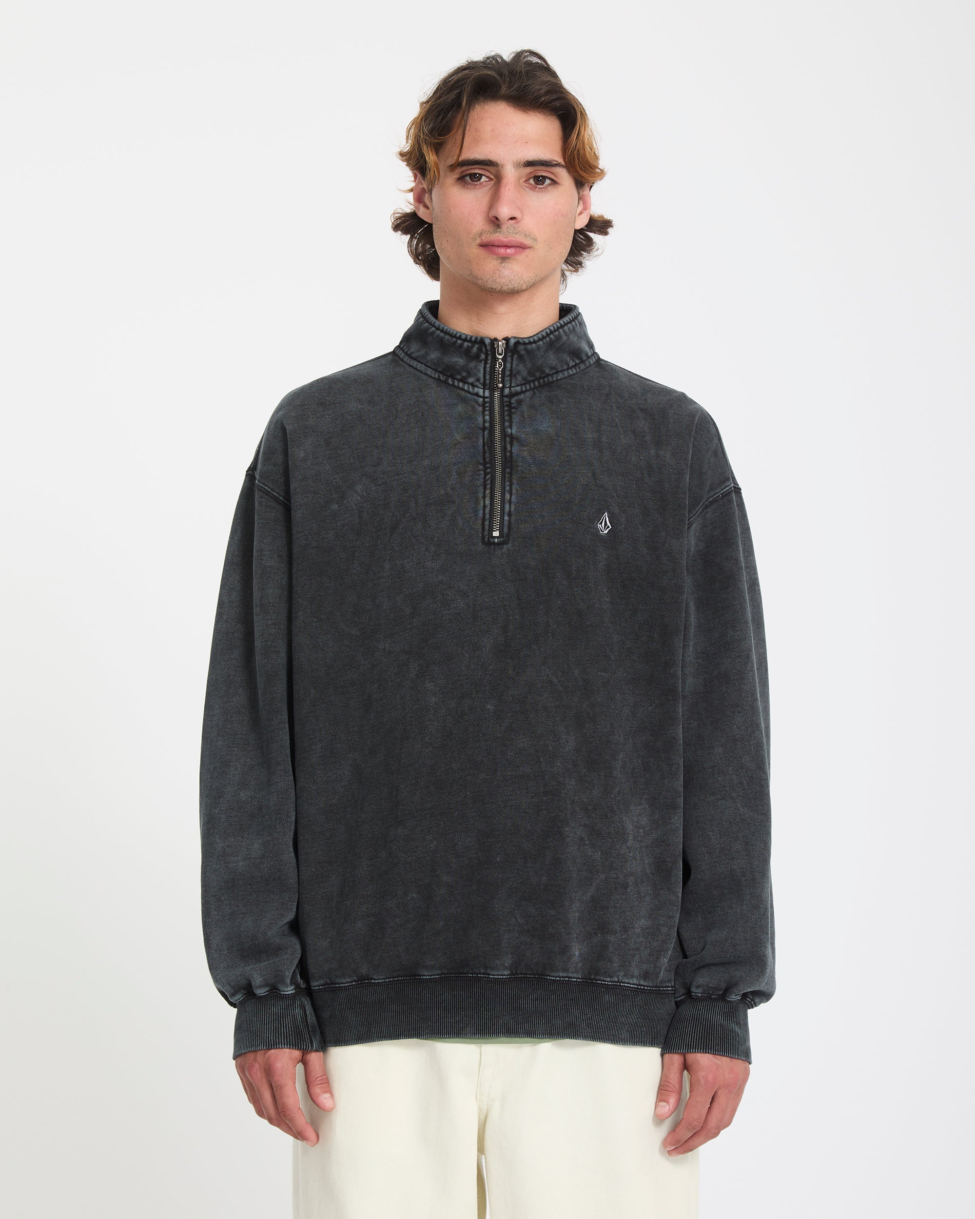 Single Stone Quarter Zip Sweatshirt - Light Acid Black - Men