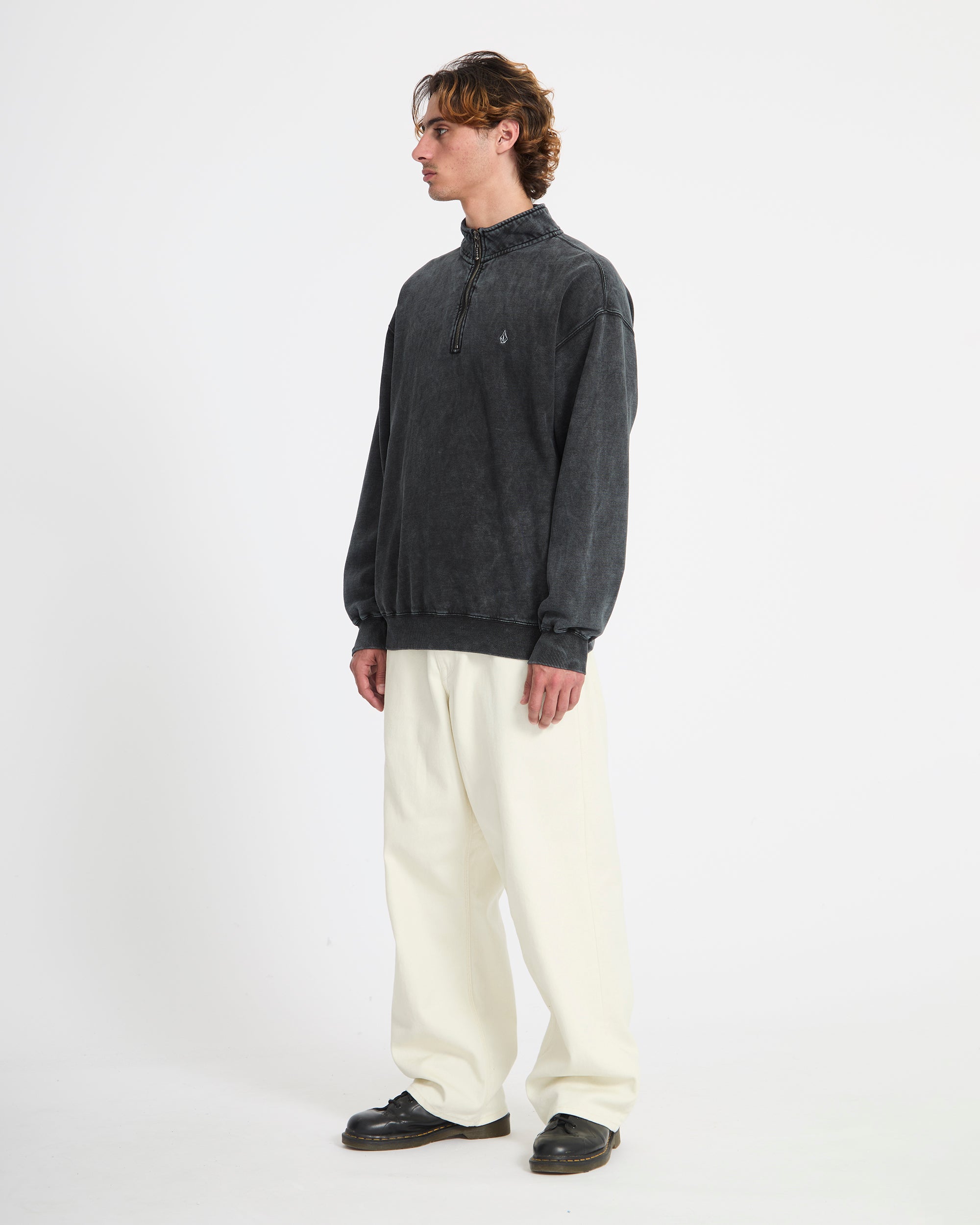 Single Stone Quarter Zip Sweatshirt - Light Acid Black - Men