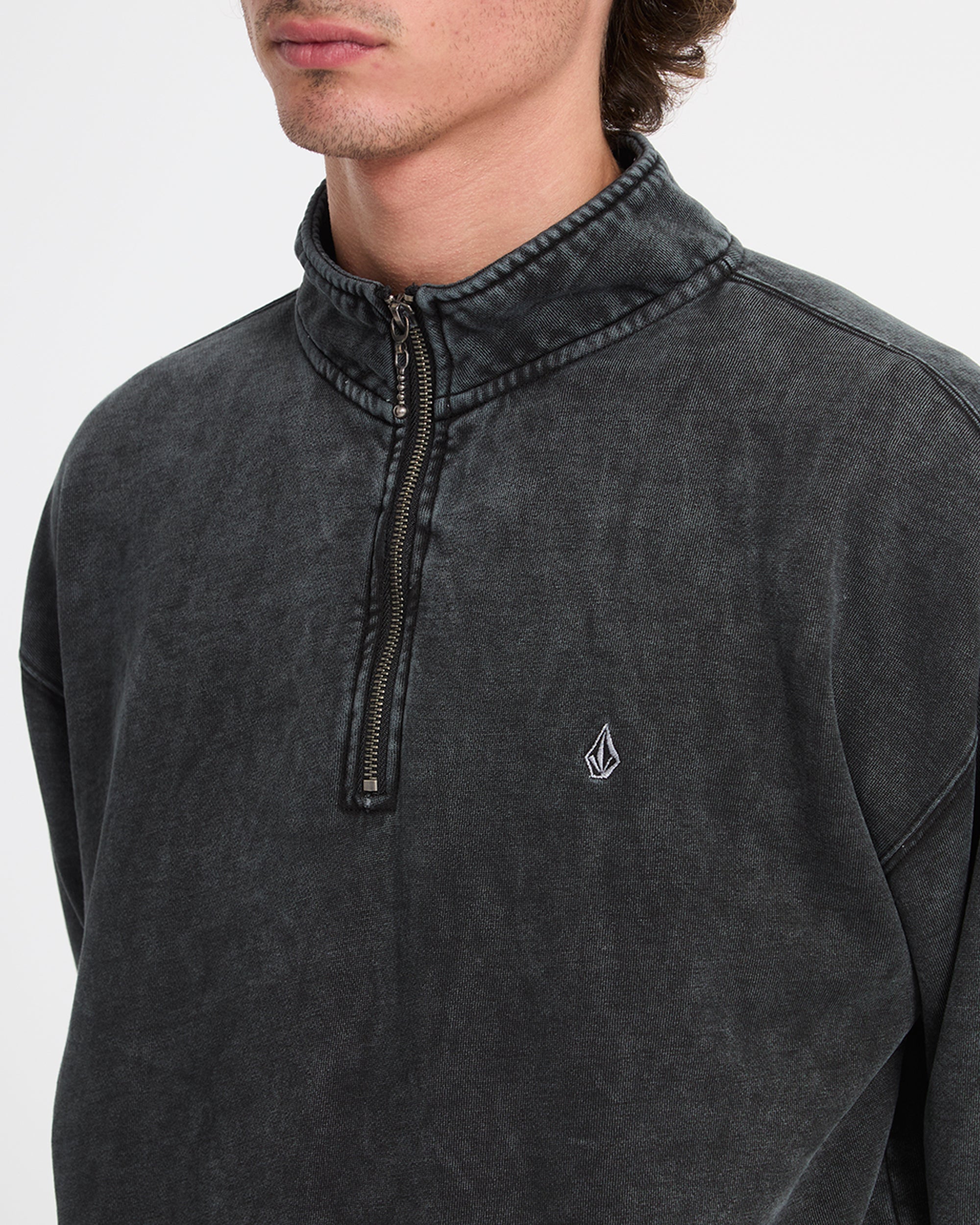 Single Stone Quarter Zip Sweatshirt - Light Acid Black - Men