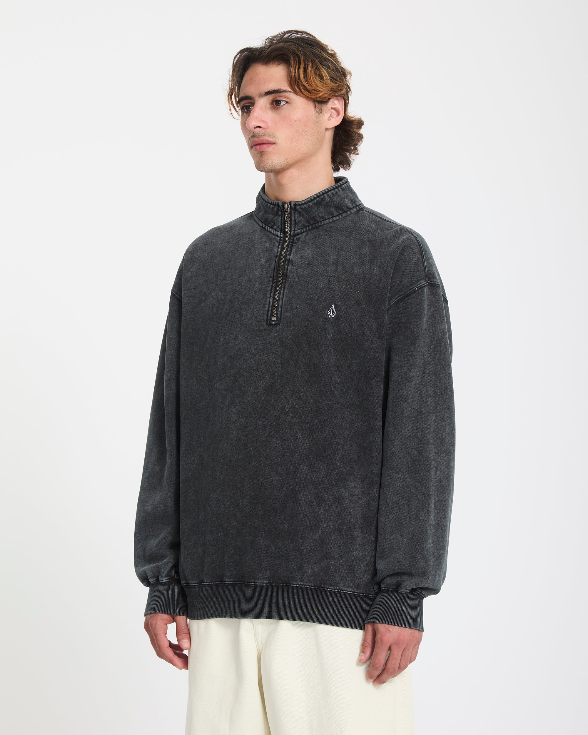 Single Stone Quarter Zip Sweatshirt - Light Acid Black - Men