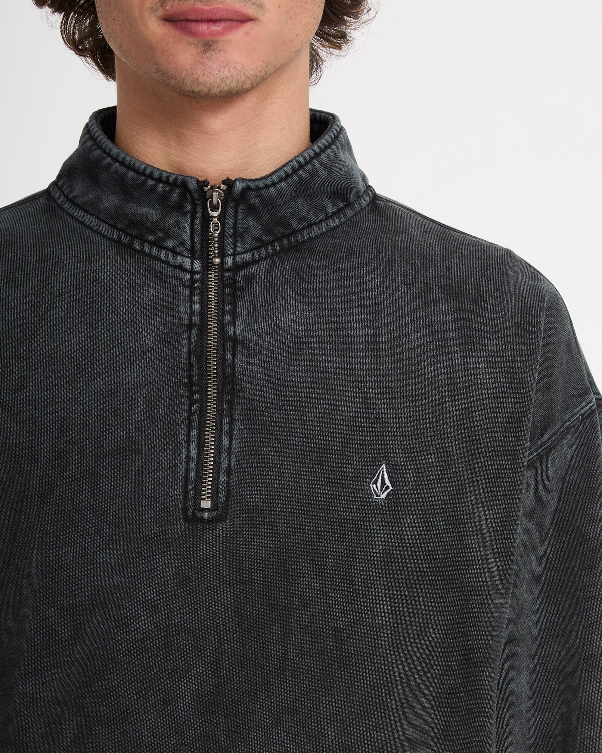 Single Stone Quarter Zip Sweatshirt - Light Acid Black - Men
