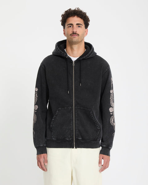 Die By The Stone Full Zip Hoodie - Light Acid Black - Men - Volcom