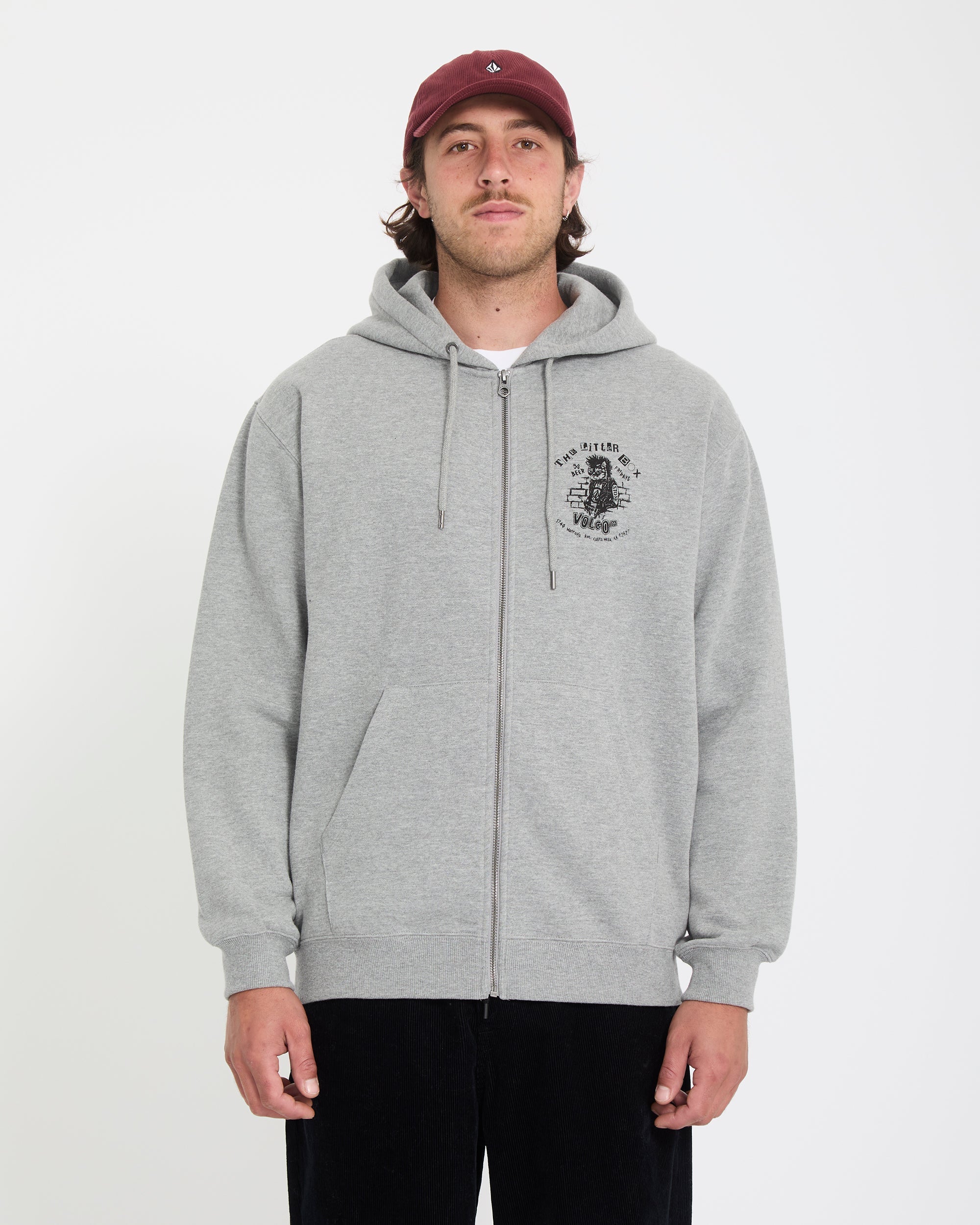 Catastrophy Full Zip Hoodie - Heather Grey - Men - Volcom EU