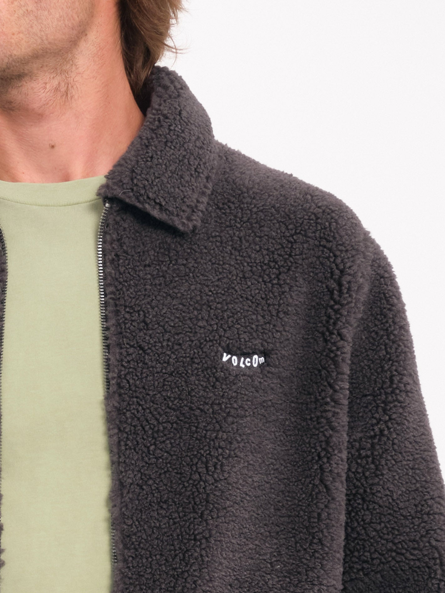 Edwart II Zip Sherpa Jacket - Asphalt Black - Men - Volcom EU