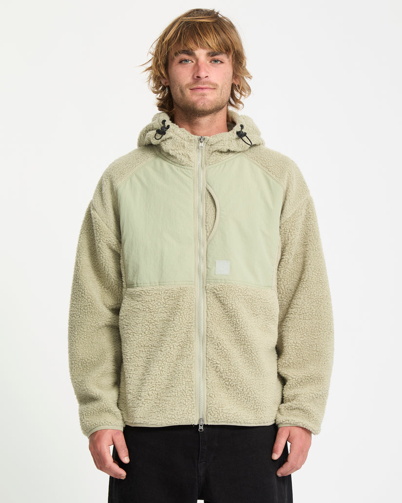 Nomaa Sherpa Zip Sherpa Hoodie - Green Tea