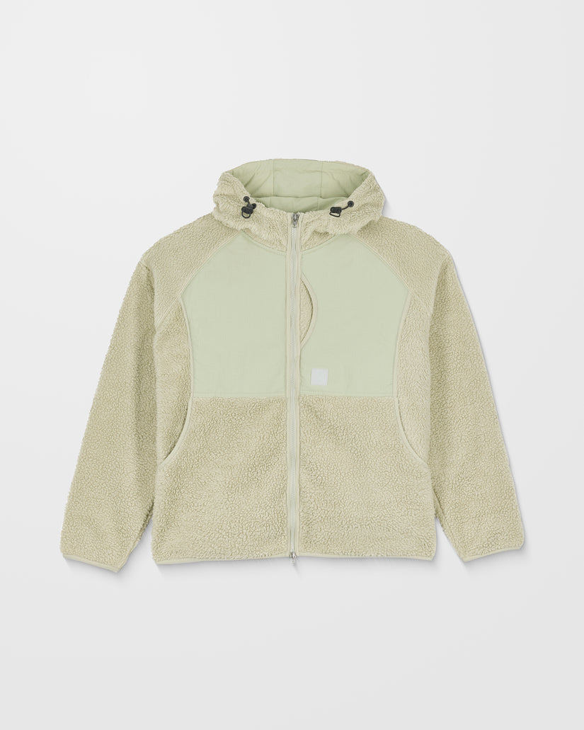 Nomaa Sherpa Zip Sherpa Hoodie - Green Tea