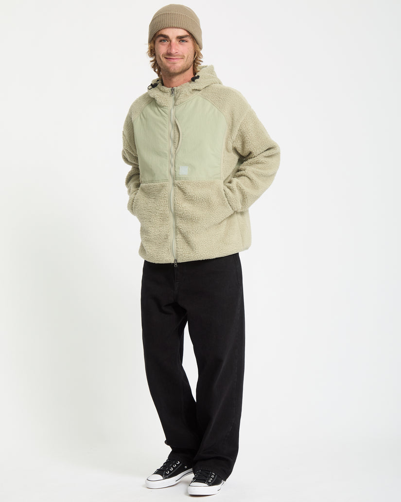 Nomaa Sherpa Zip Sherpa Hoodie - Green Tea