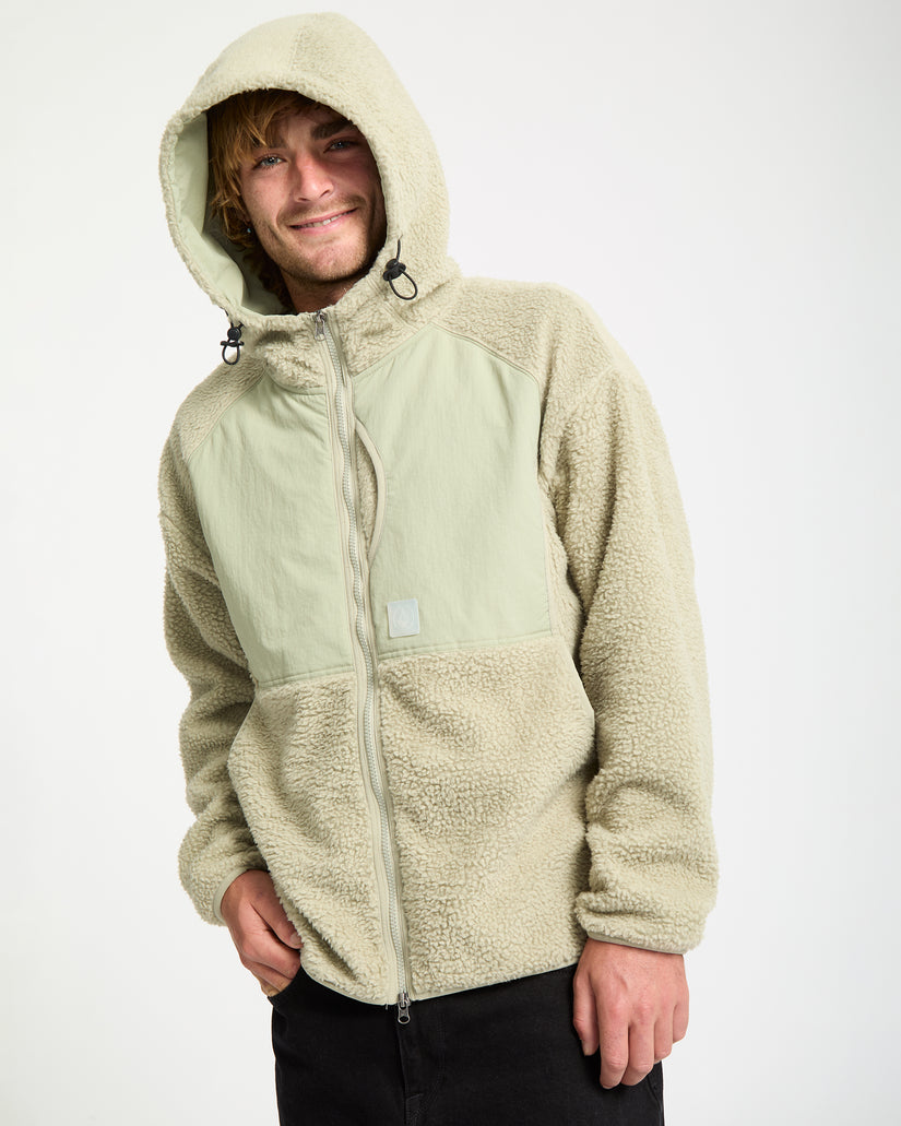 Nomaa Sherpa Zip Sherpa Hoodie - Green Tea