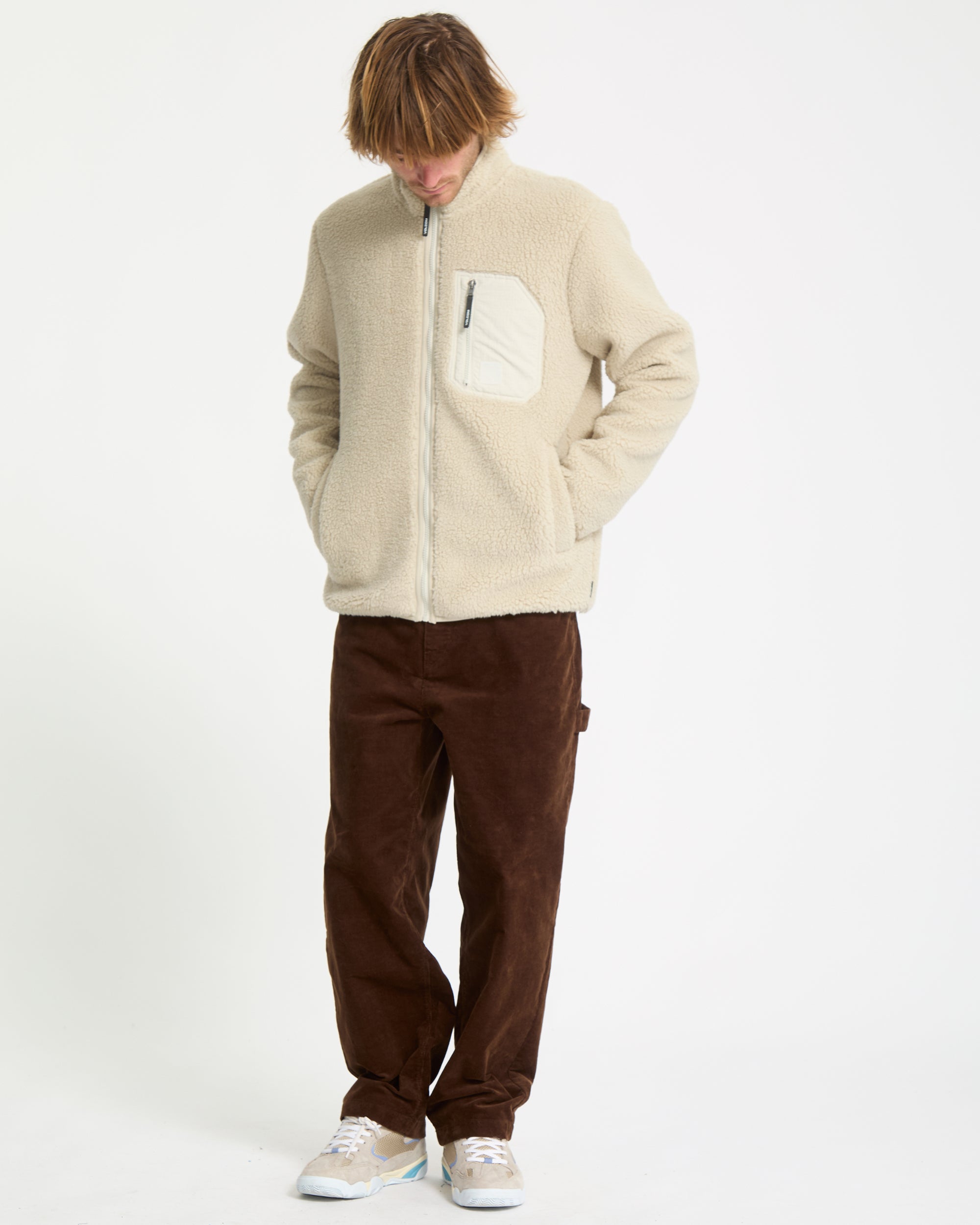 Muzzer Fuzzar Zip Sherpa Sweatshirt - Stone - Men - Volcom EU