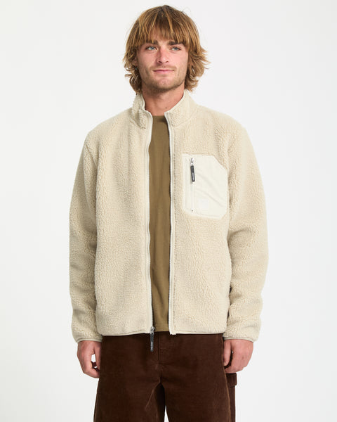 Muzzer Fuzzar Zip Sherpa Sweatshirt - Stone - Men - Volcom EU