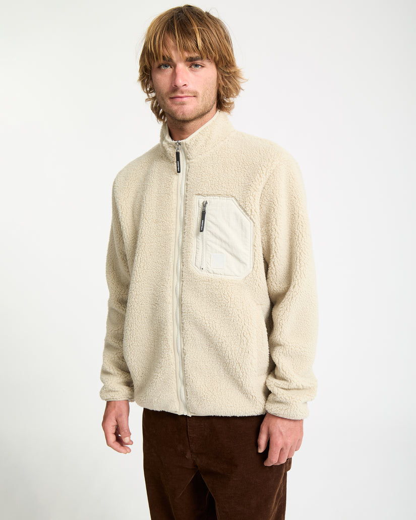 Muzzer Fuzzar Zip Sherpa Sweatshirt - Stone