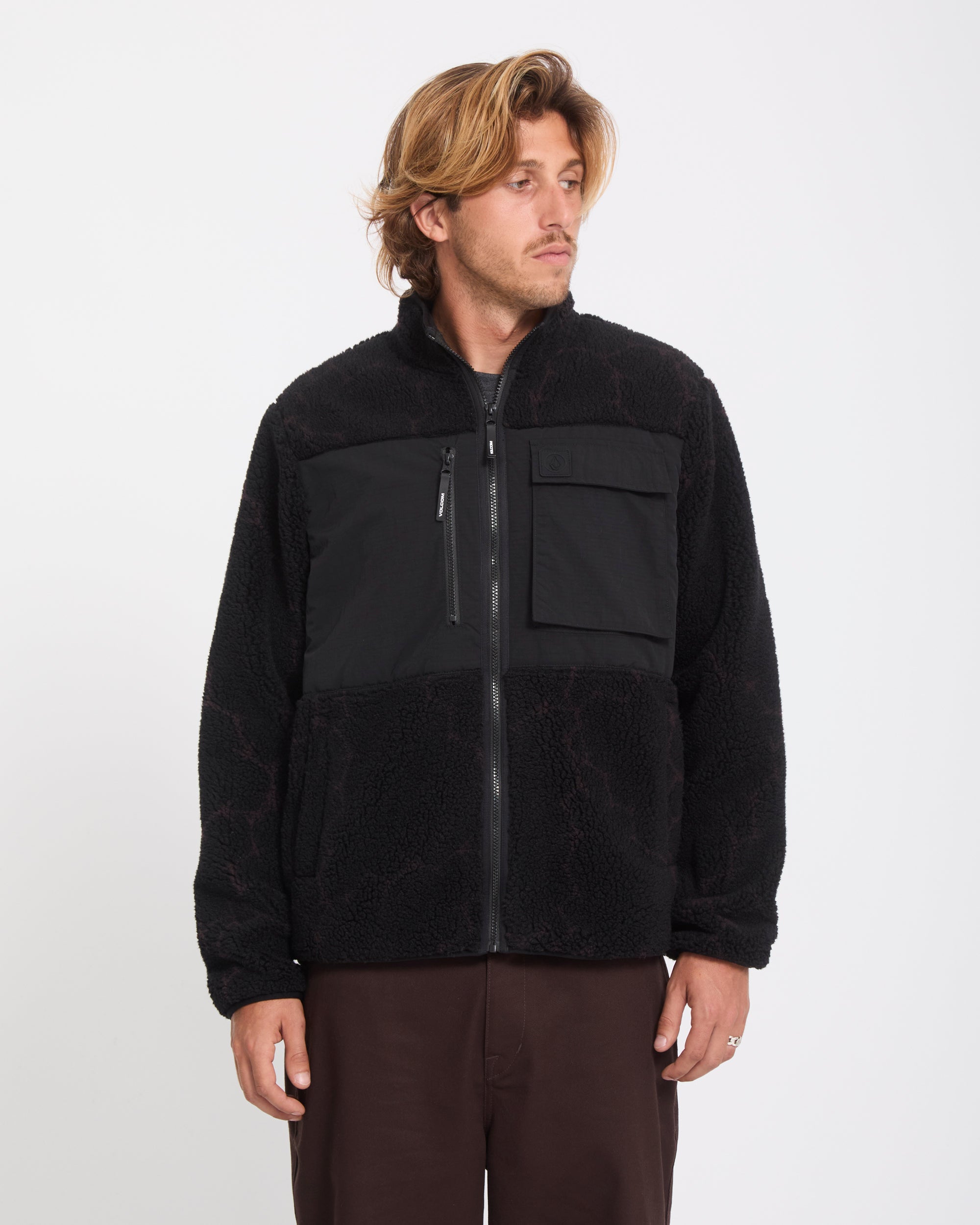 Storm Stone Zip Sherpa Jacket - Raisin - Men - Volcom EU – Volcom