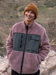 Storm Stone Zip Sherpa Sweatshirt - BORDEAUX BROWN