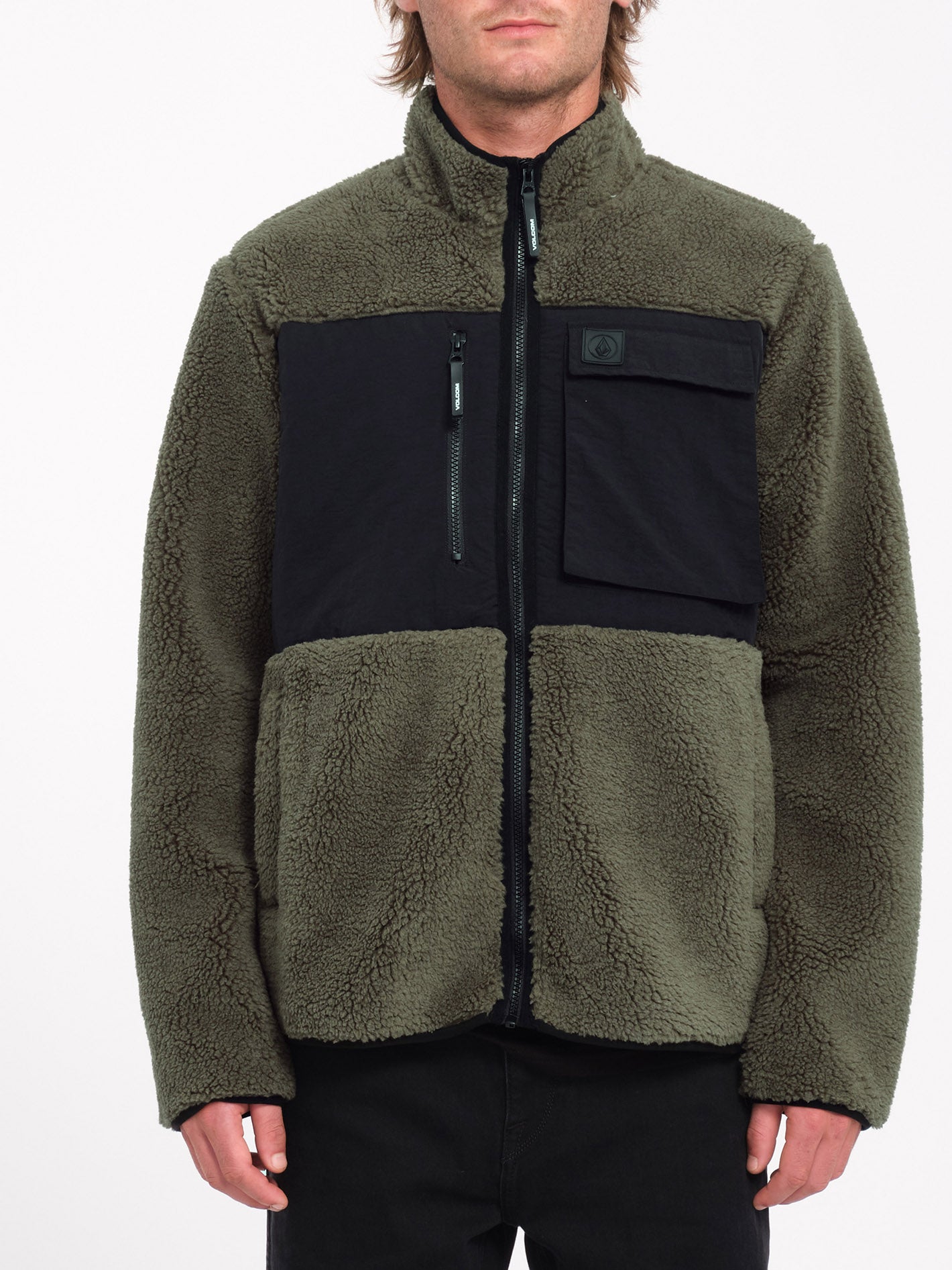 Storm Stone Sherpa Zip Sweatshirt - Wintermoss - Men - Volcom EU