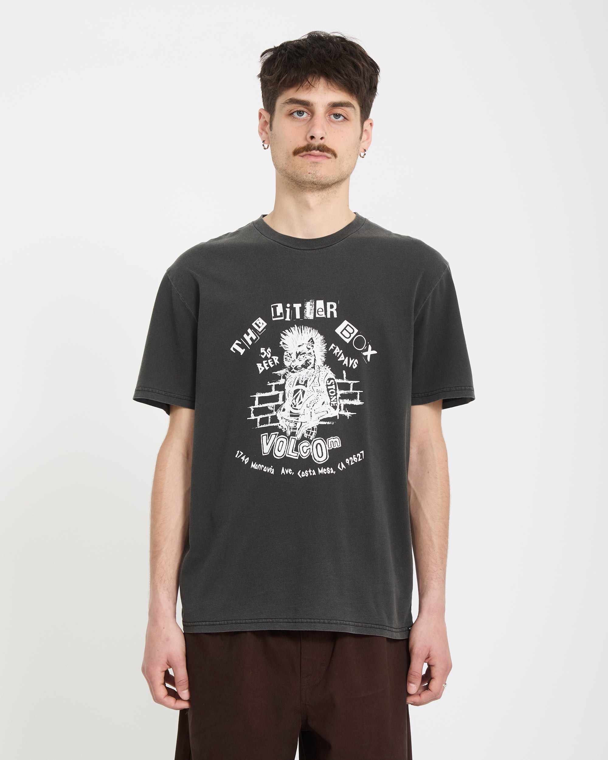 Meowdy T-Shirt - Heather Black - Men - Volcom EU – Volcom Europe