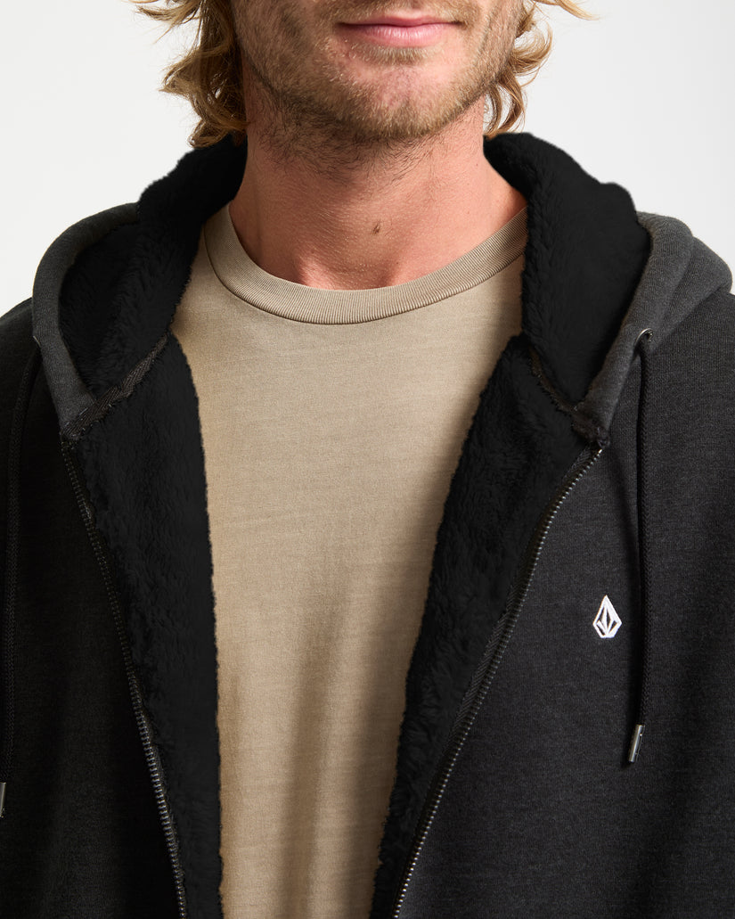 Single Stone Lined Zip Hoodie - Heather Black
