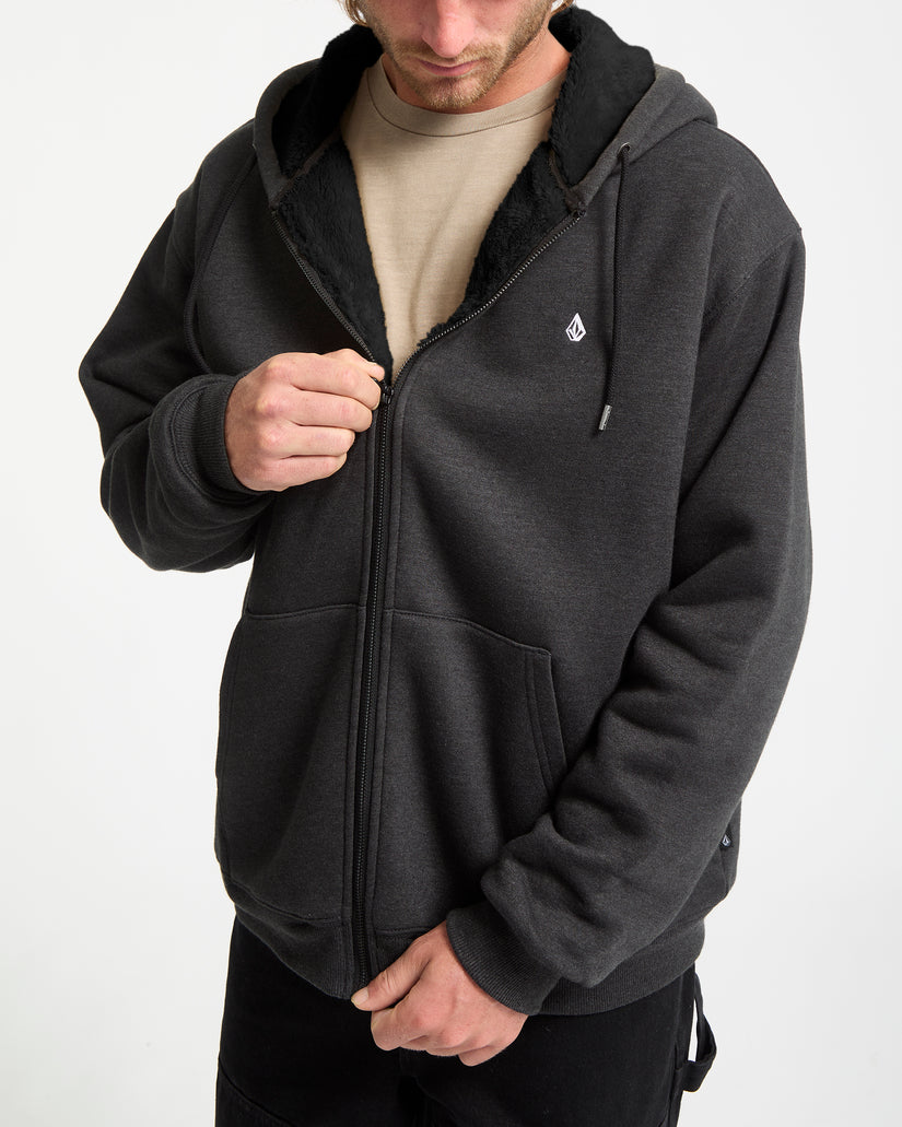 Single Stone Lined Zip Hoodie - Heather Black