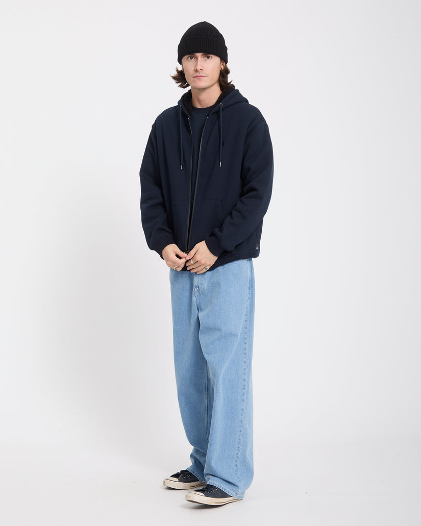 Single Stone Lined Zip Hoodie - Marine
