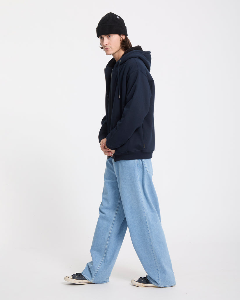 Single Stone Lined Zip Hoodie - Marine