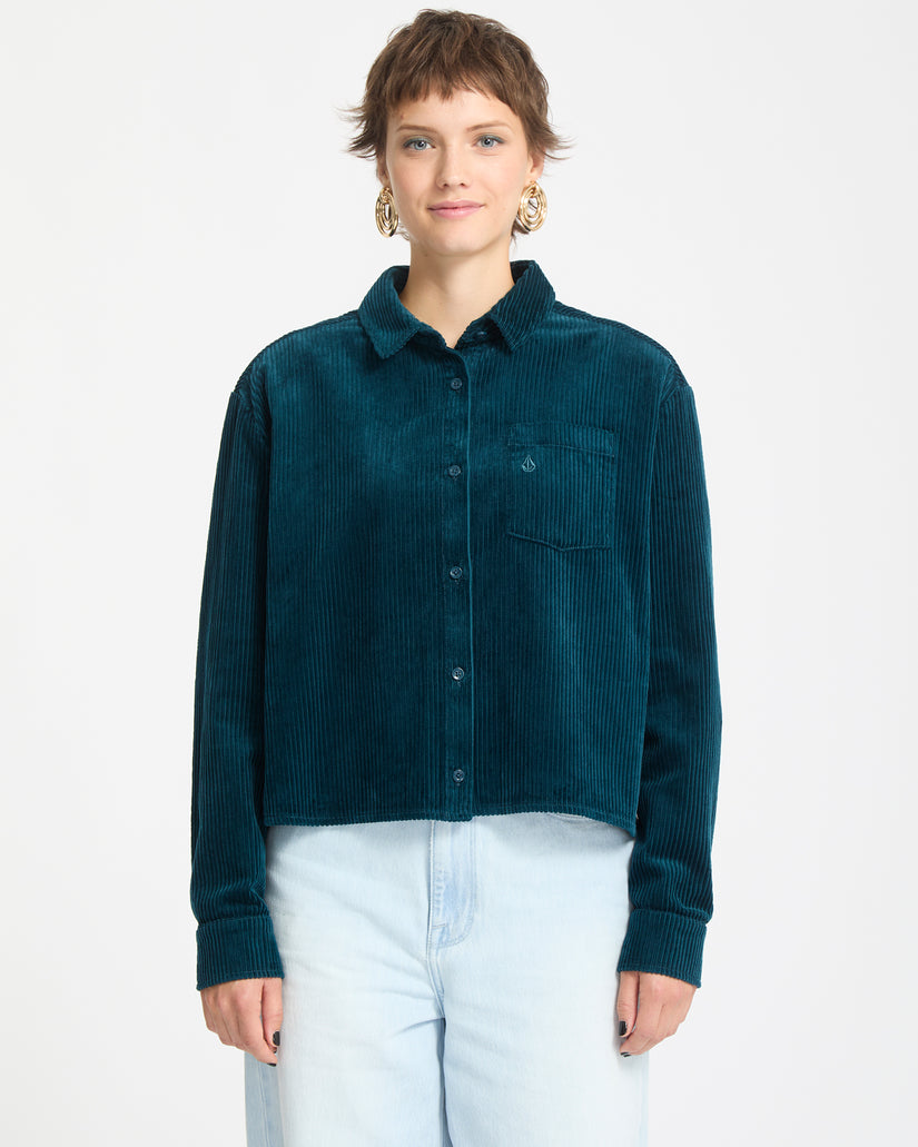 Weellow Corduroy Shirt - Emerald Green - Women - Volcom EU Volcom Europe Weellow Corduroy Shirt - Emerald Green - Women - Volcom EU Volcom Europe