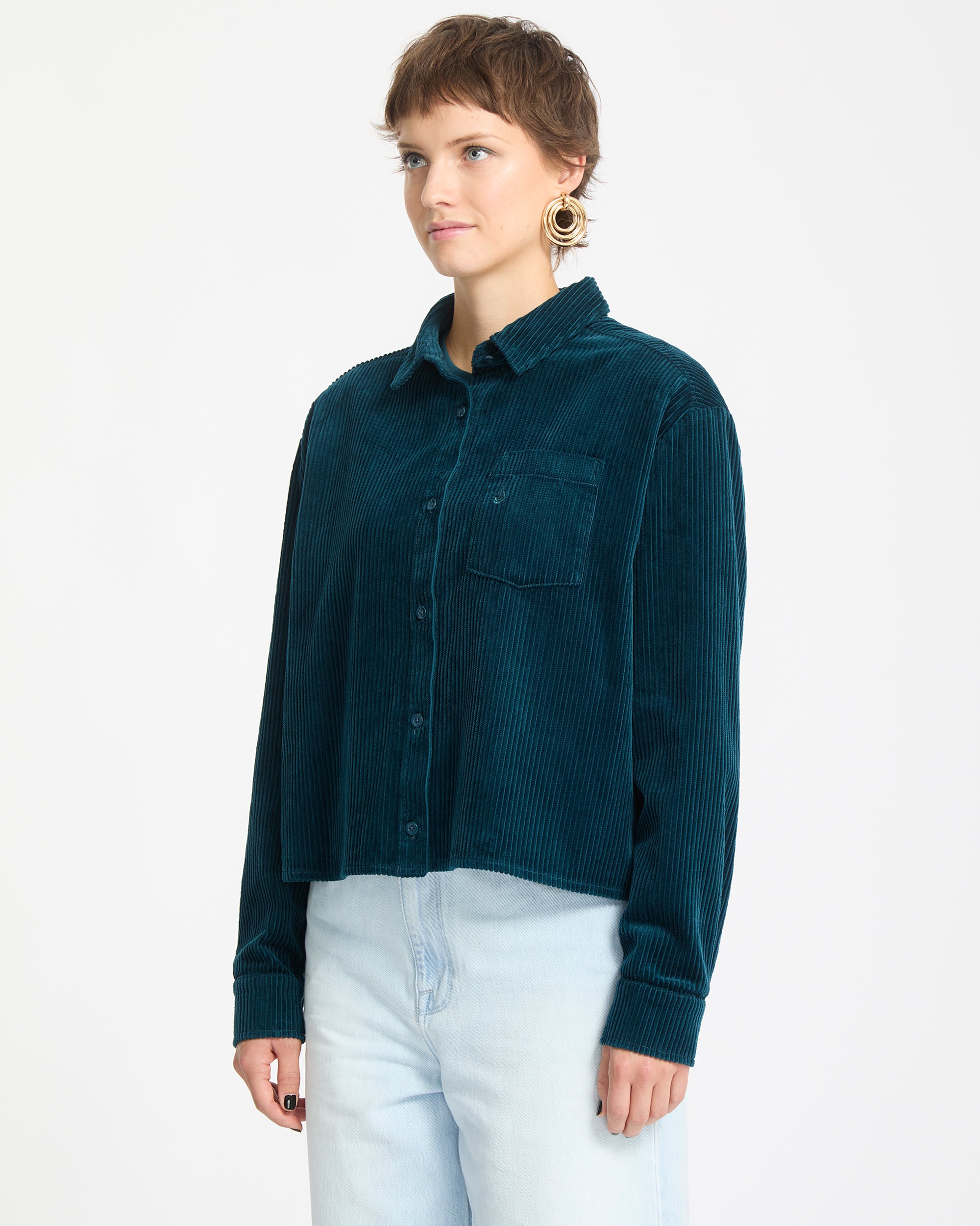 Weellow Corduroy Shirt - Emerald Green - Women - Volcom EU
