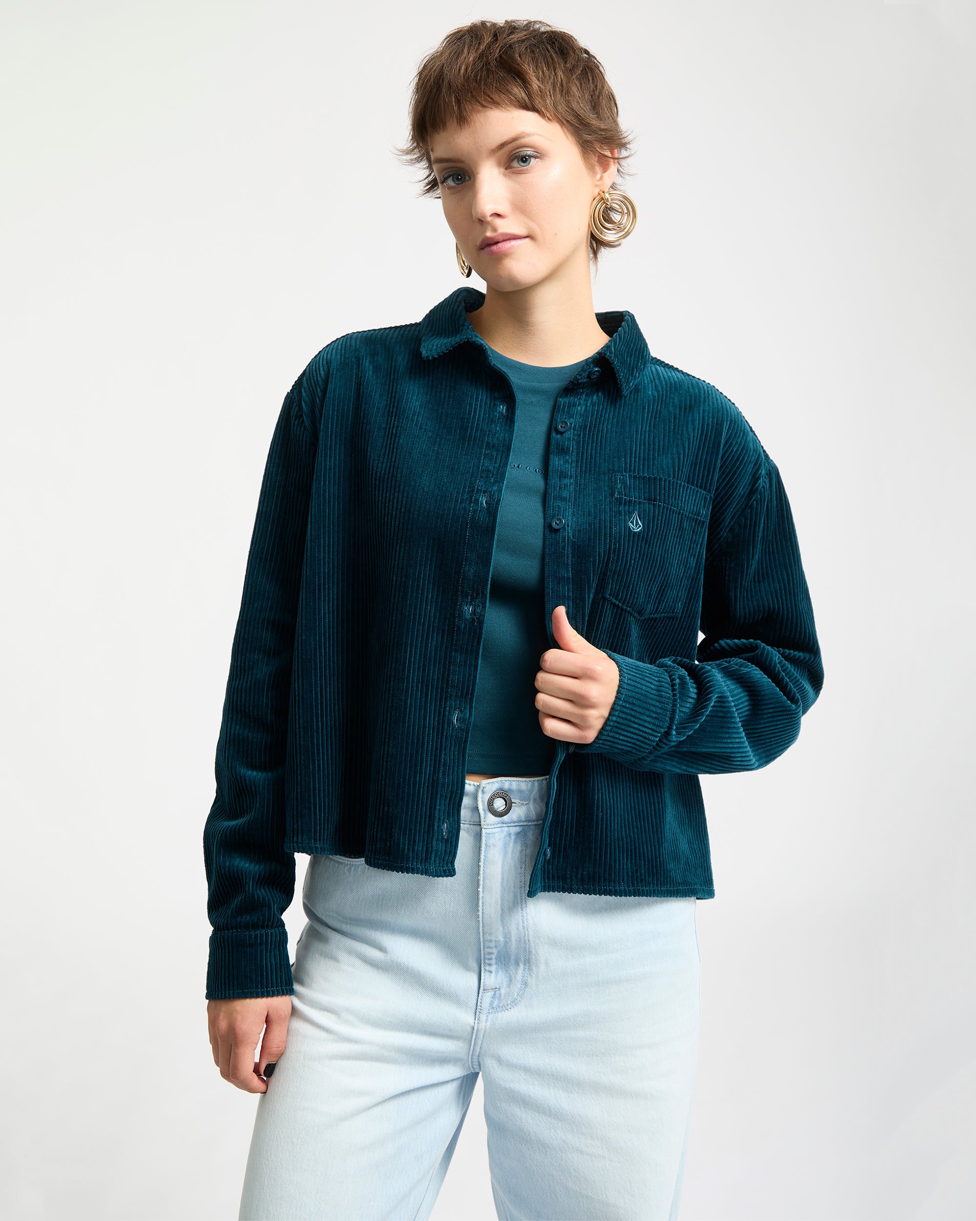 Weellow Corduroy Shirt - Emerald Green - Women - Volcom EU