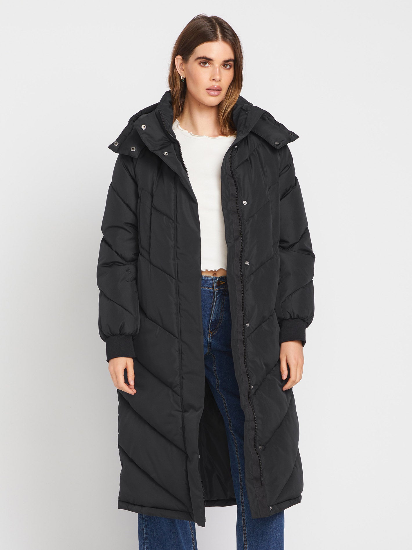 fig London Aerialpile puff CO ブラック Picture Womens Hi Puff Down Jacket - Nevisport
