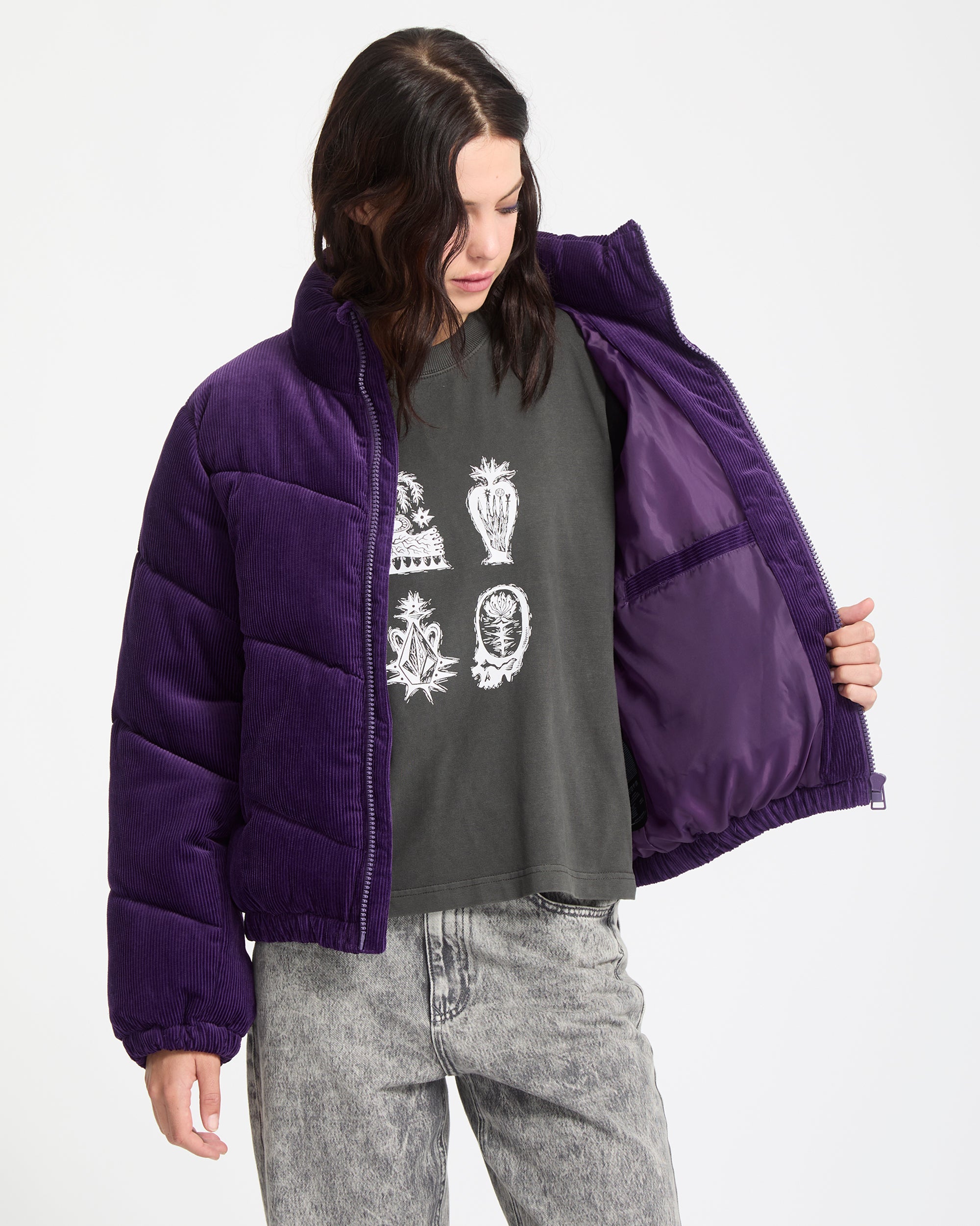 Cord'N Stone Puff Jacket - Acai - Women - Volcom EU – Volcom Europe