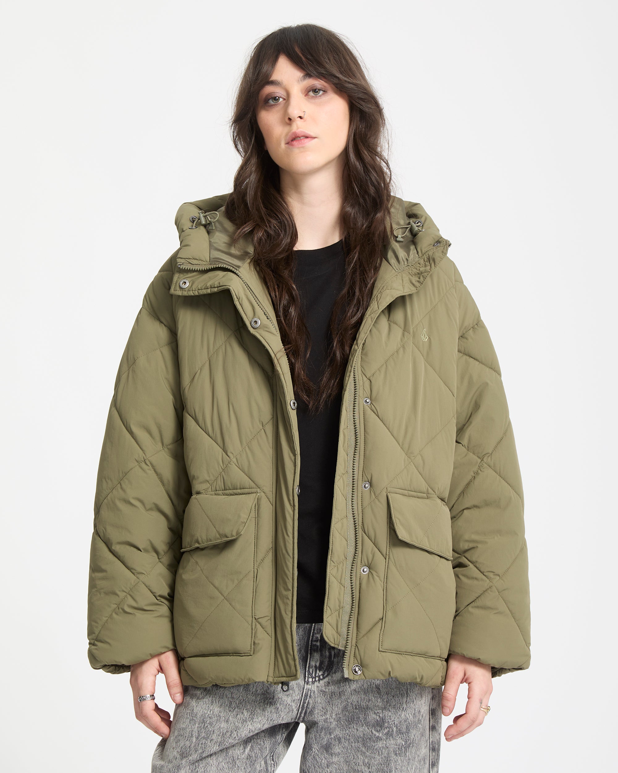 Out Of Boxy Puff Jacket - Wintermoss - Women - Volcom EU – Volcom