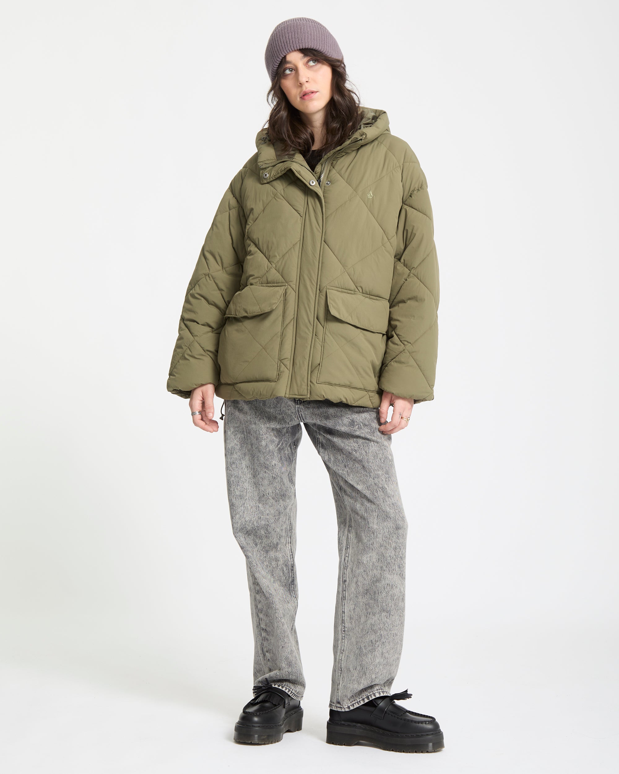 Out Of Boxy Puff Jacket - Wintermoss - Women - Volcom EU – Volcom