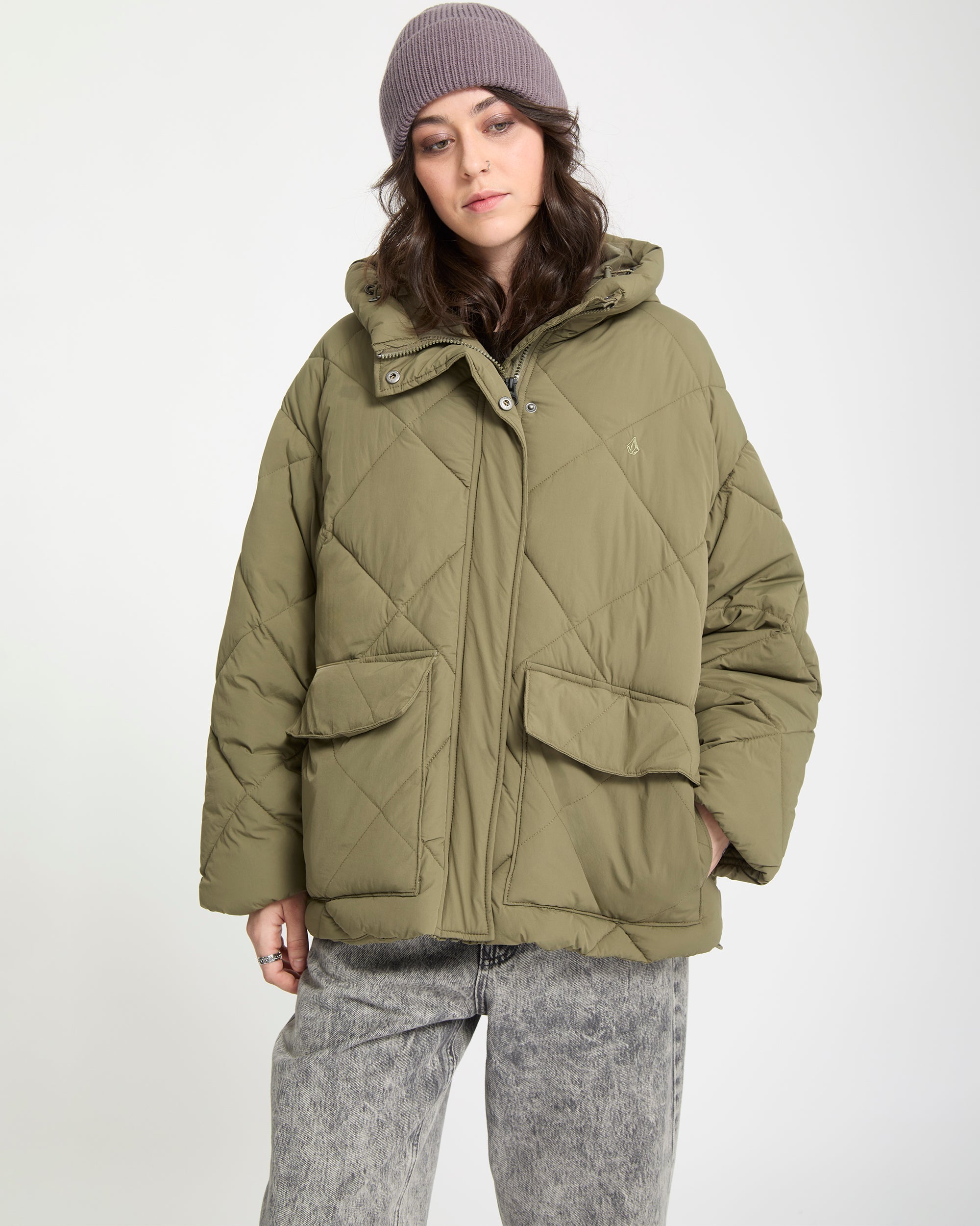 Out Of Boxy Puff Jacket - Wintermoss - Women - Volcom EU – Volcom