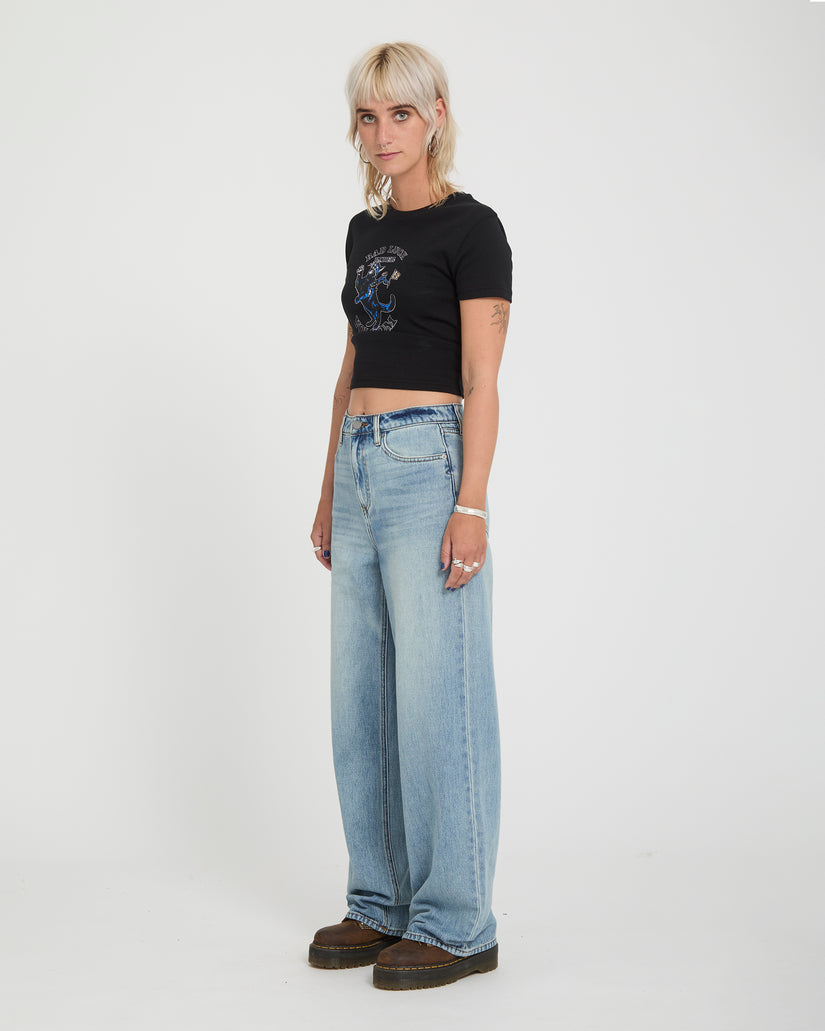 Stoned Hirise Jeans - Dusty Blue Wash