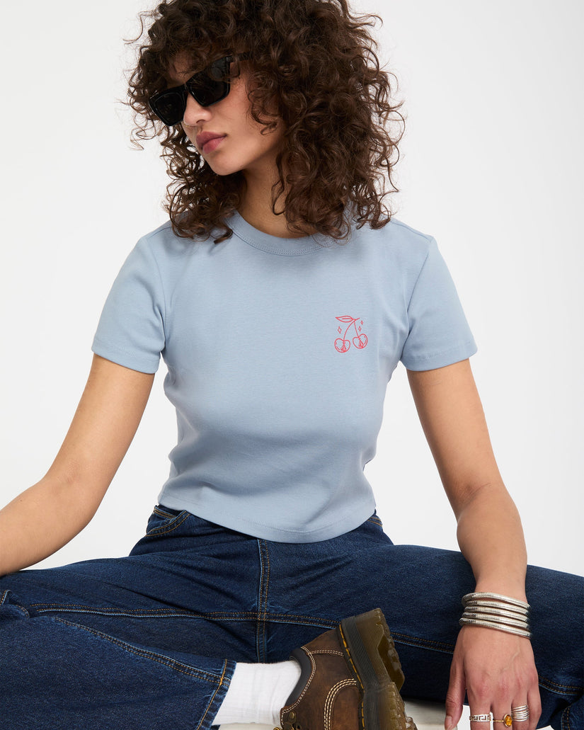 As If Baby Crop Top - Cali Blue