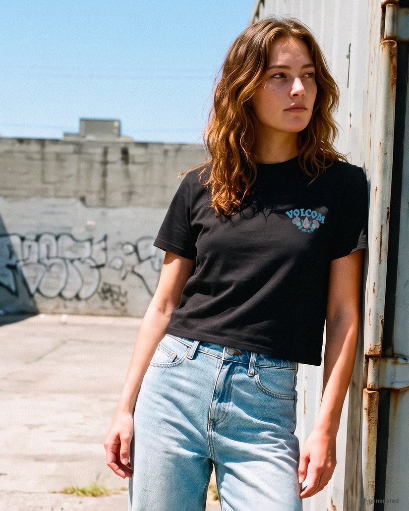 Camiseta Dial Crop - Black