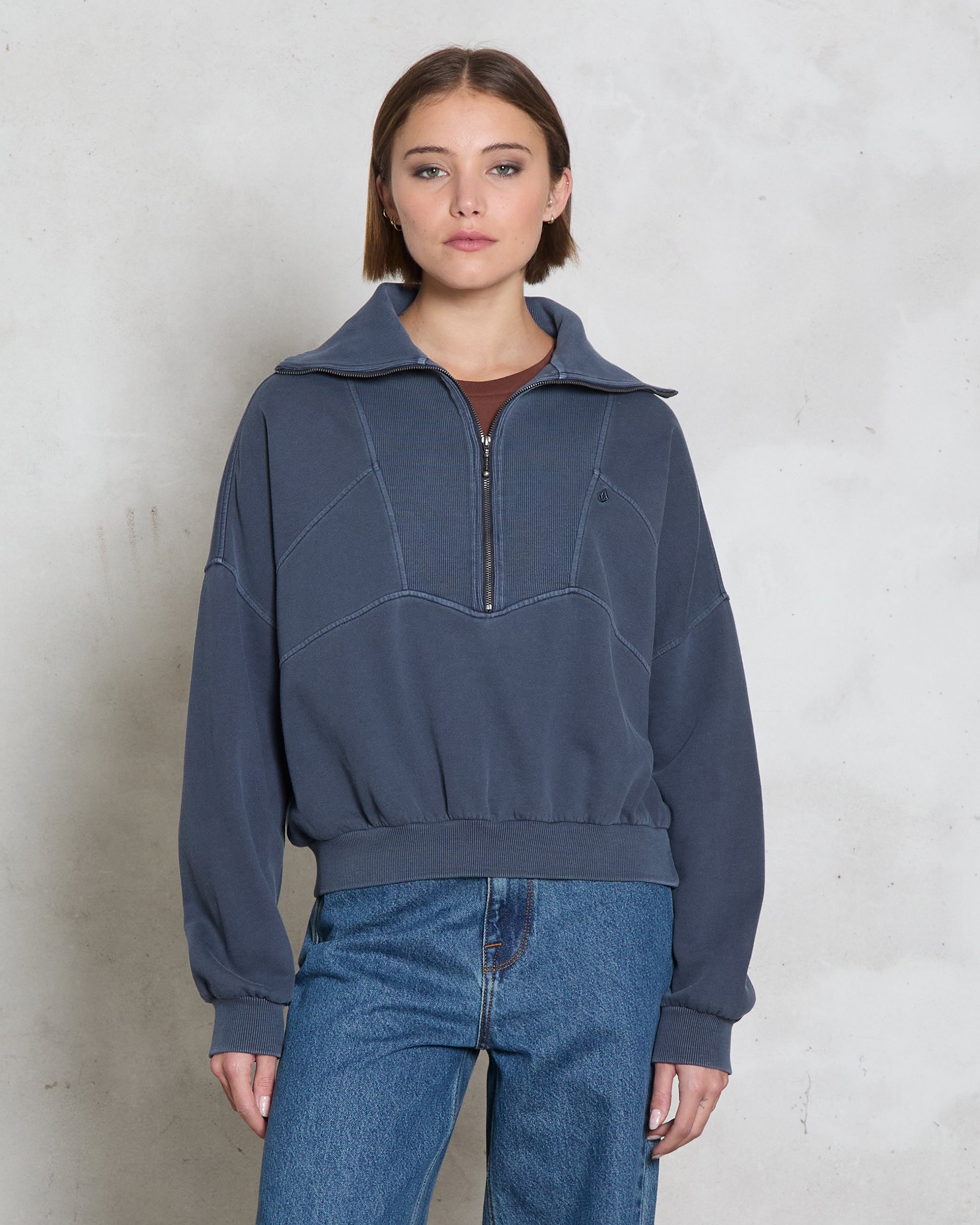 Reetrocity Quarter Zip Sweatshirt - Storm Blue - Women - Volcom EU