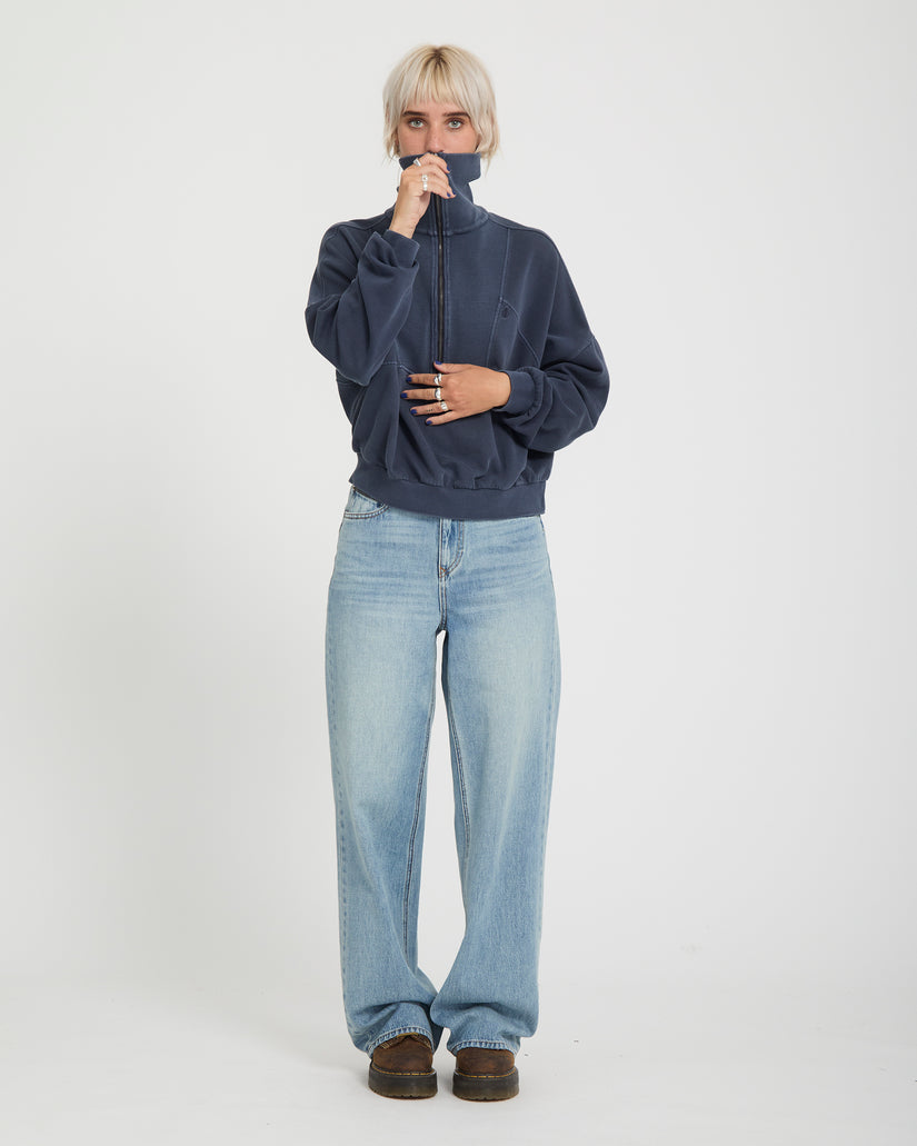 Reetrocity Quarter Zip Sweatshirt - Storm Blue
