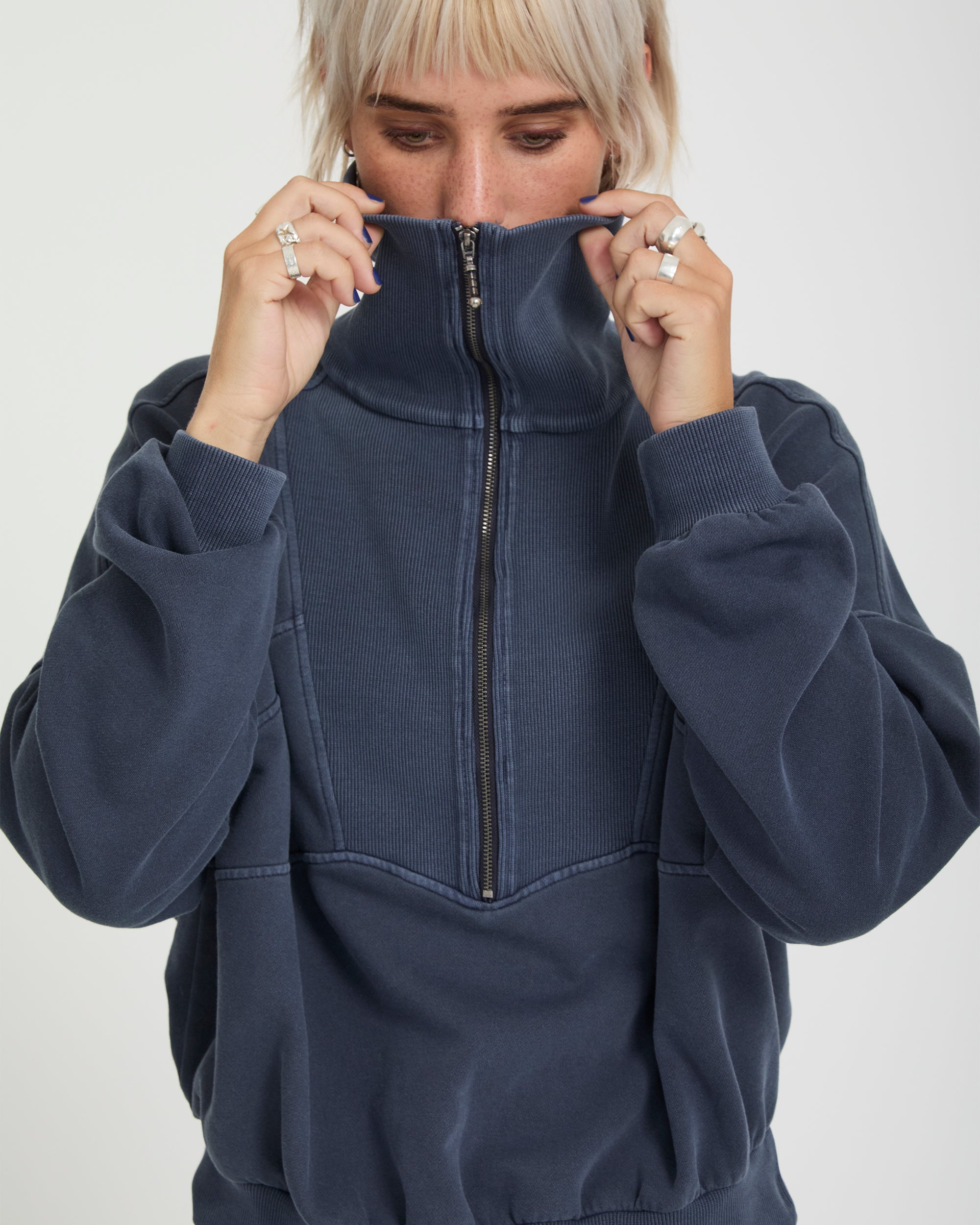 Reetrocity Quarter Zip Sweatshirt - Storm Blue - Women - Volcom EU