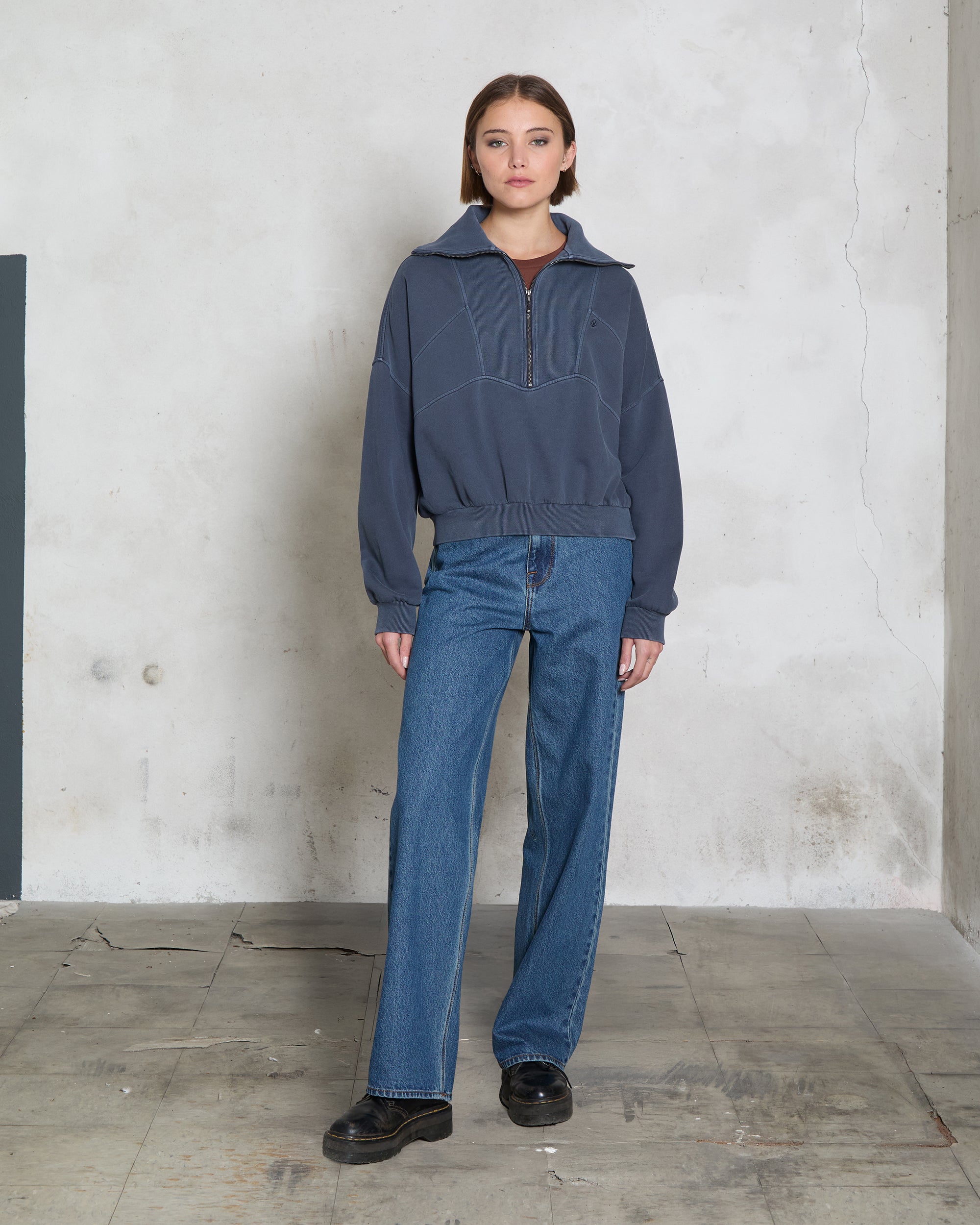 Reetrocity Quarter Zip Sweatshirt - Storm Blue - Women - Volcom EU