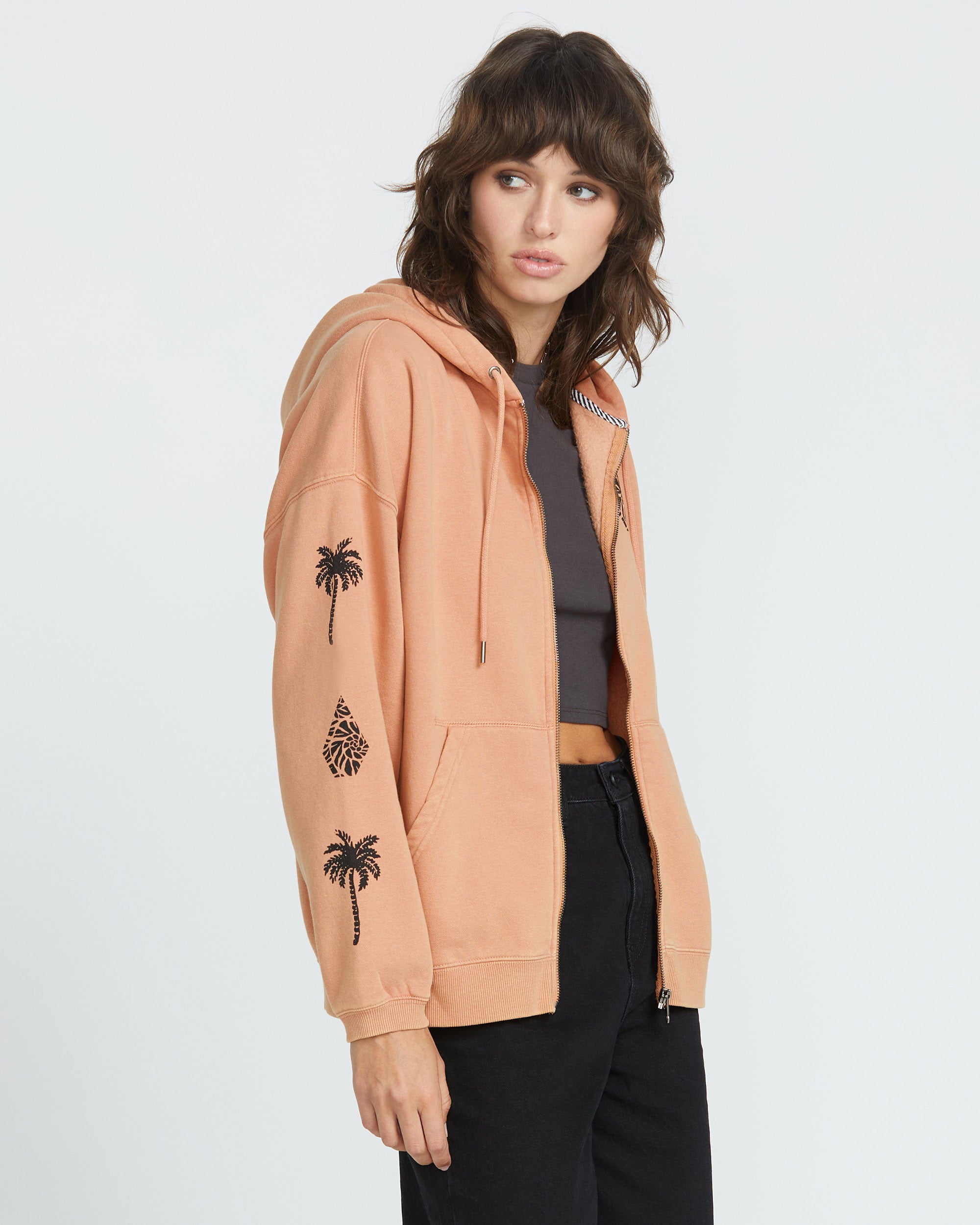 Stone Art Up Zip Hoodie - SAND BROWN - Women - Volcom EU – Volcom