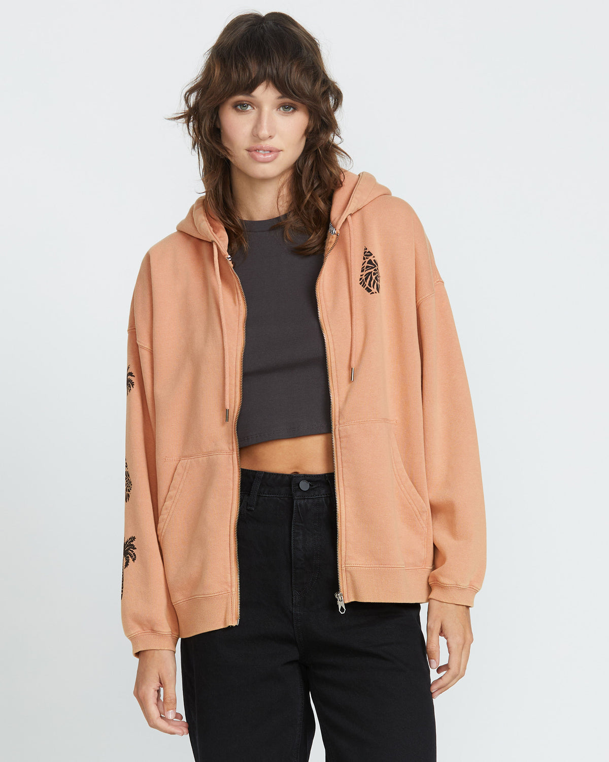 Stone Art Up Zip Hoodie - SAND BROWN - Women - Volcom EU – Volcom 