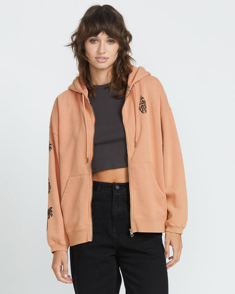 Stone Art Up Zip Hoodie - SAND BROWN - Women - Volcom EU – Volcom
