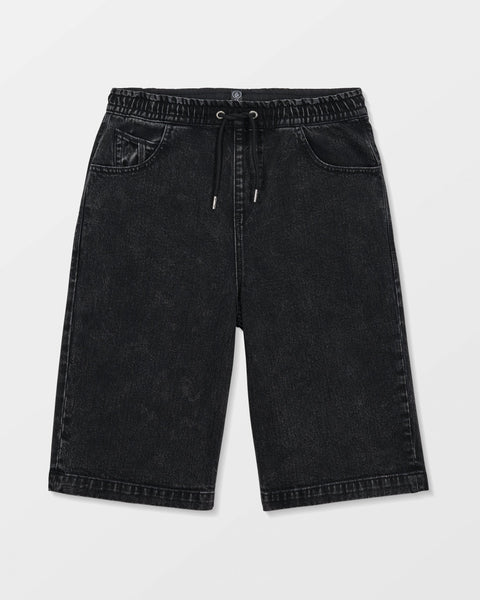 Freazy Loose Denim Elasticated Waist Short - Blackity Black - Kids