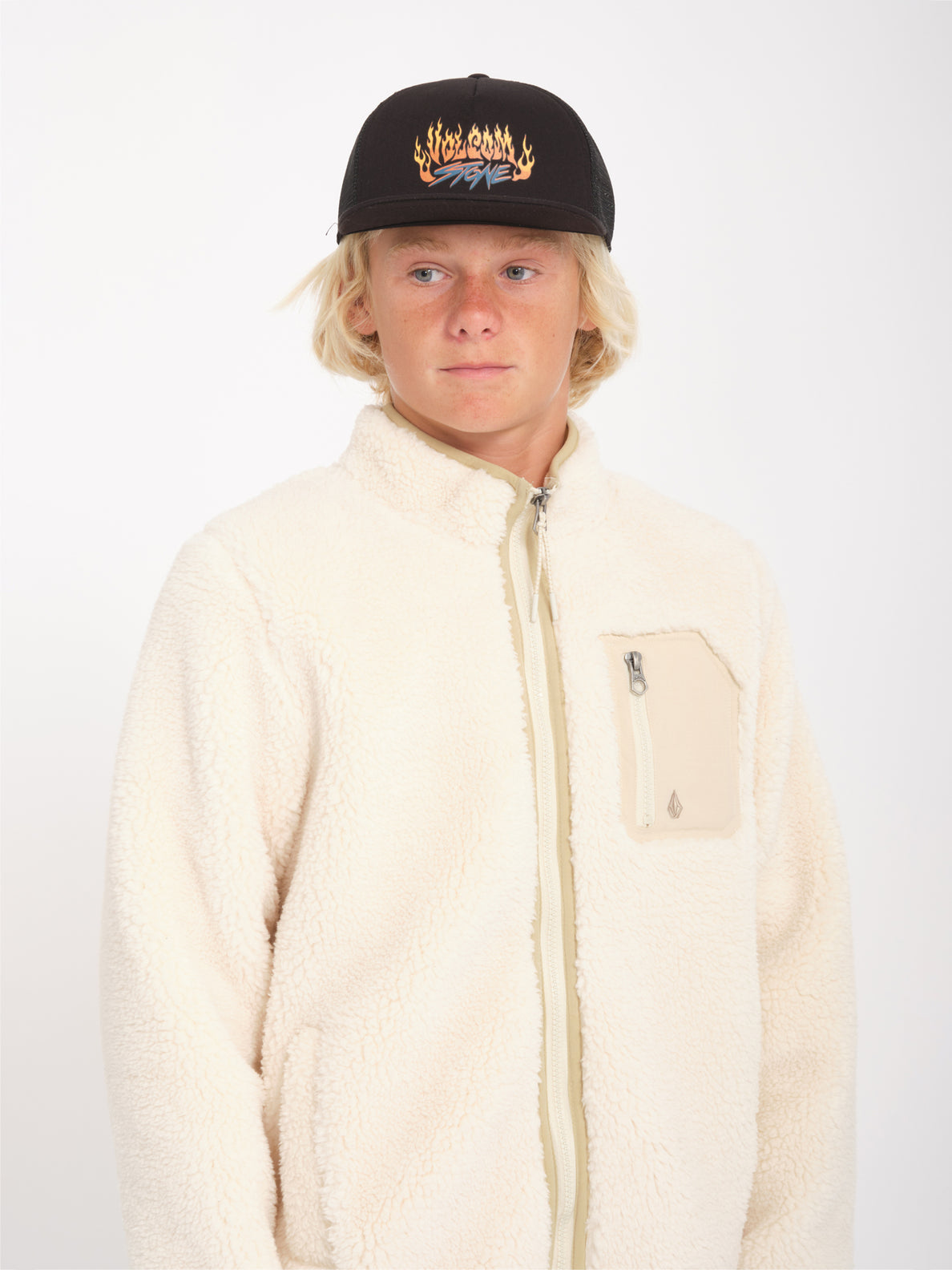 Muzzer Fuzzar Zip Sherpa Sweatshirt - DIRTY WHITE - (KIDS)