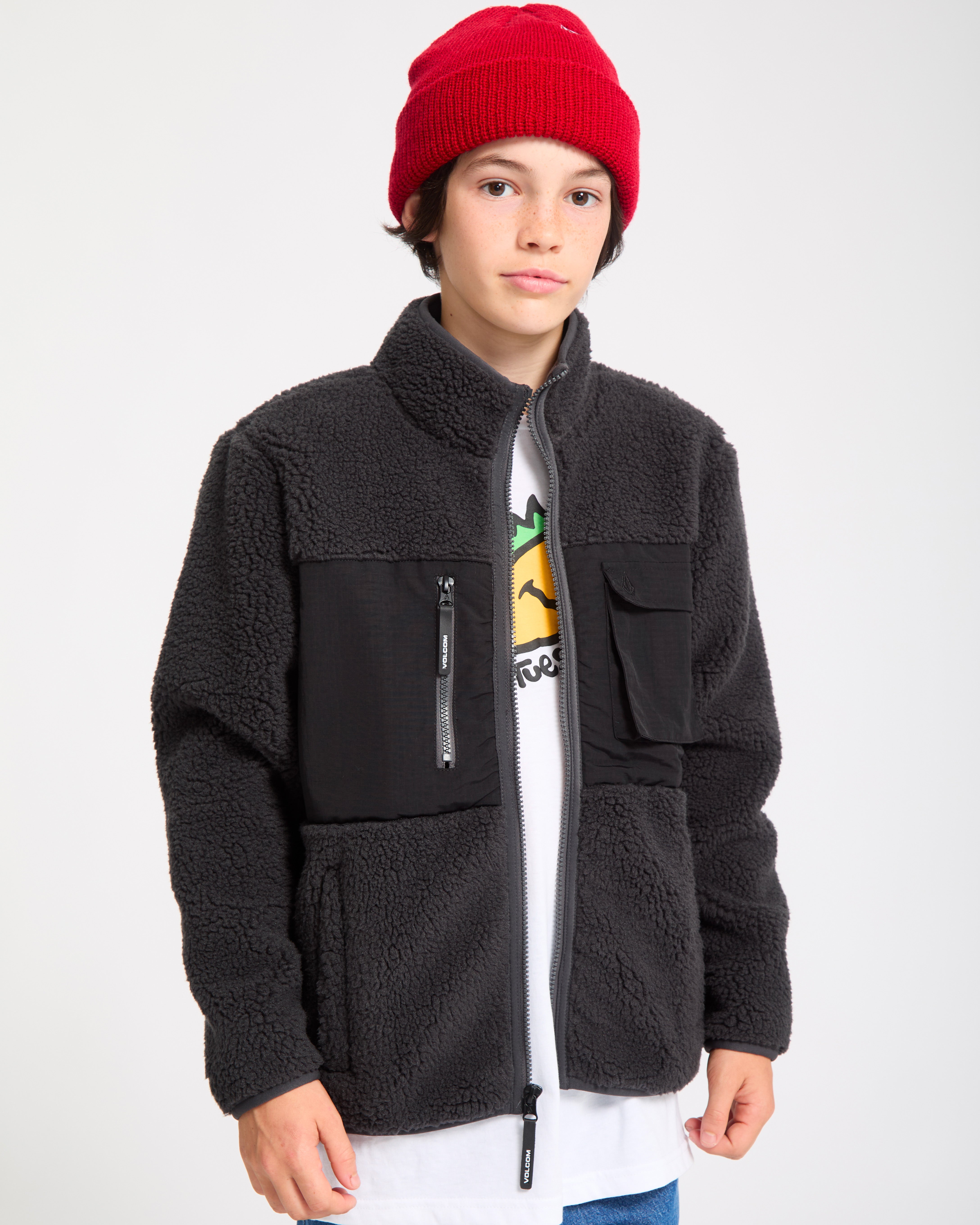 Storm Stone Full Zip Sherpa - Asphalt Black - Boys - Volcom EU