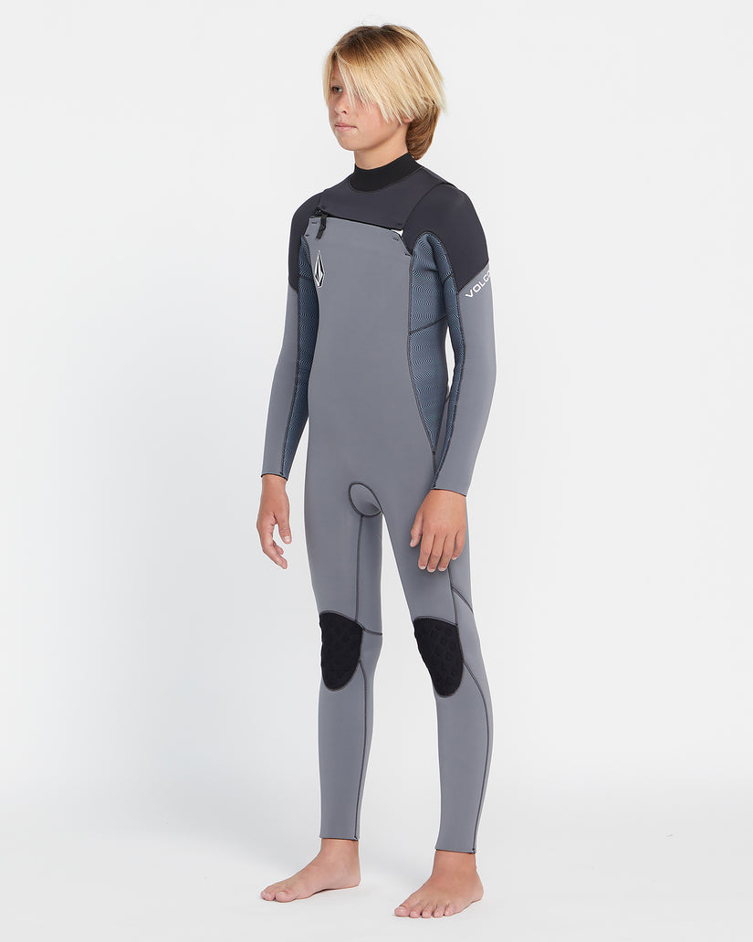 3/2Mm Long Sleeve Chest Zip Full Wetsuit - Charcoal - (KIDS)